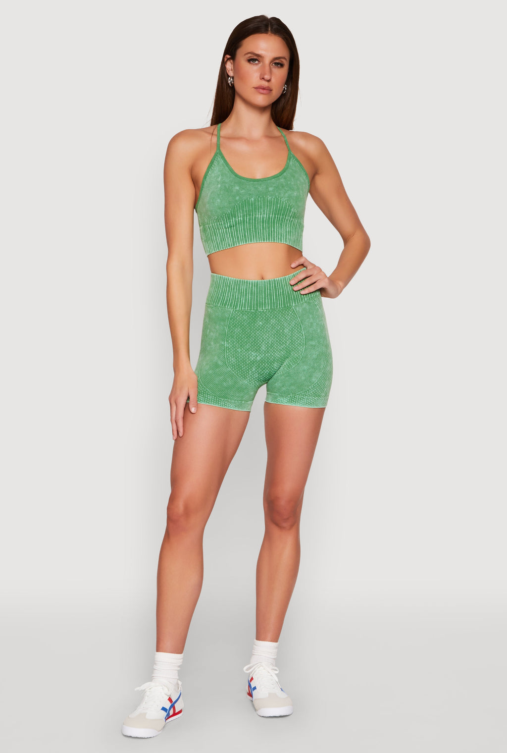 Ruched Seamless Ribbed Knit Biker Shorts