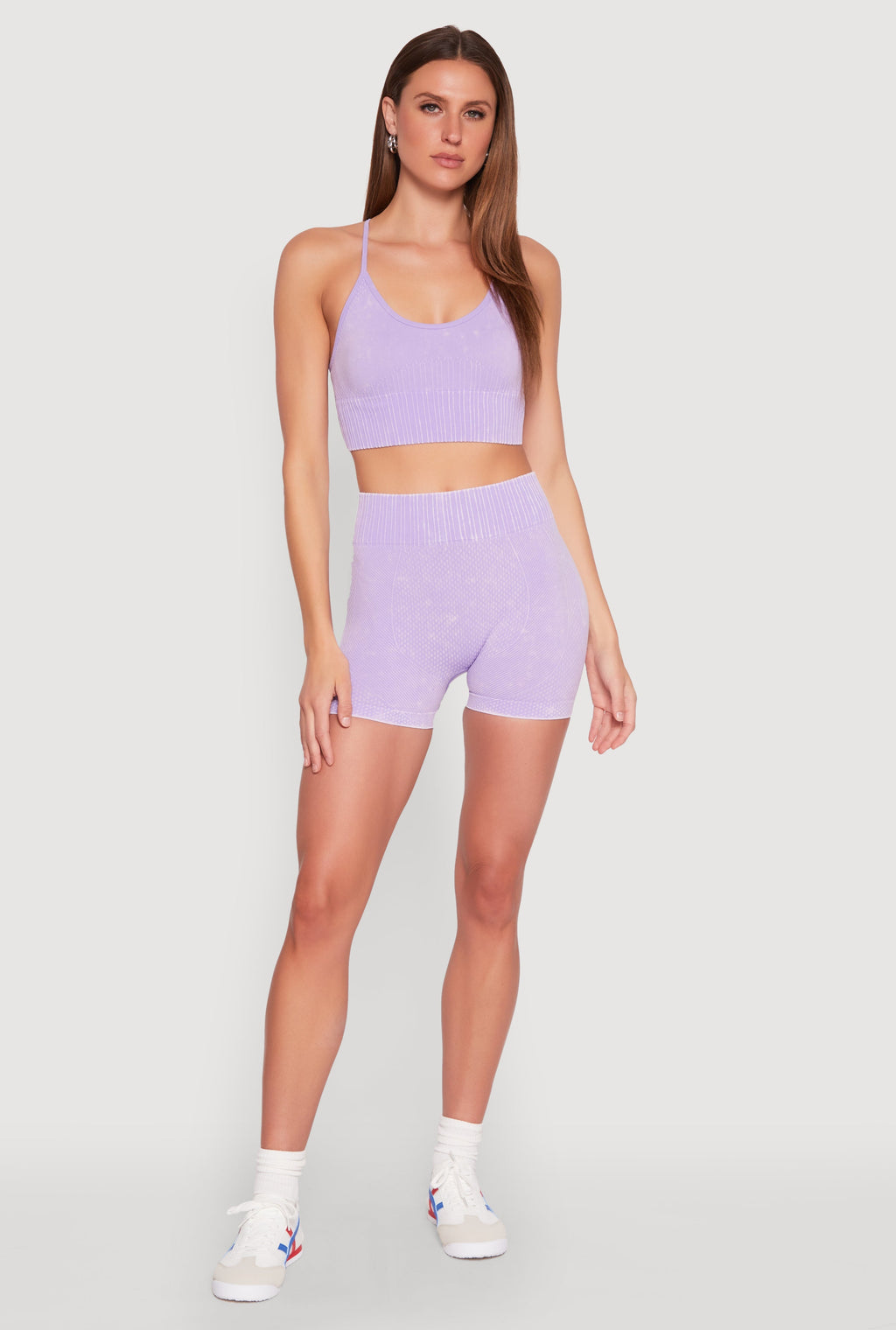 Ruched Seamless Ribbed Knit Biker Shorts