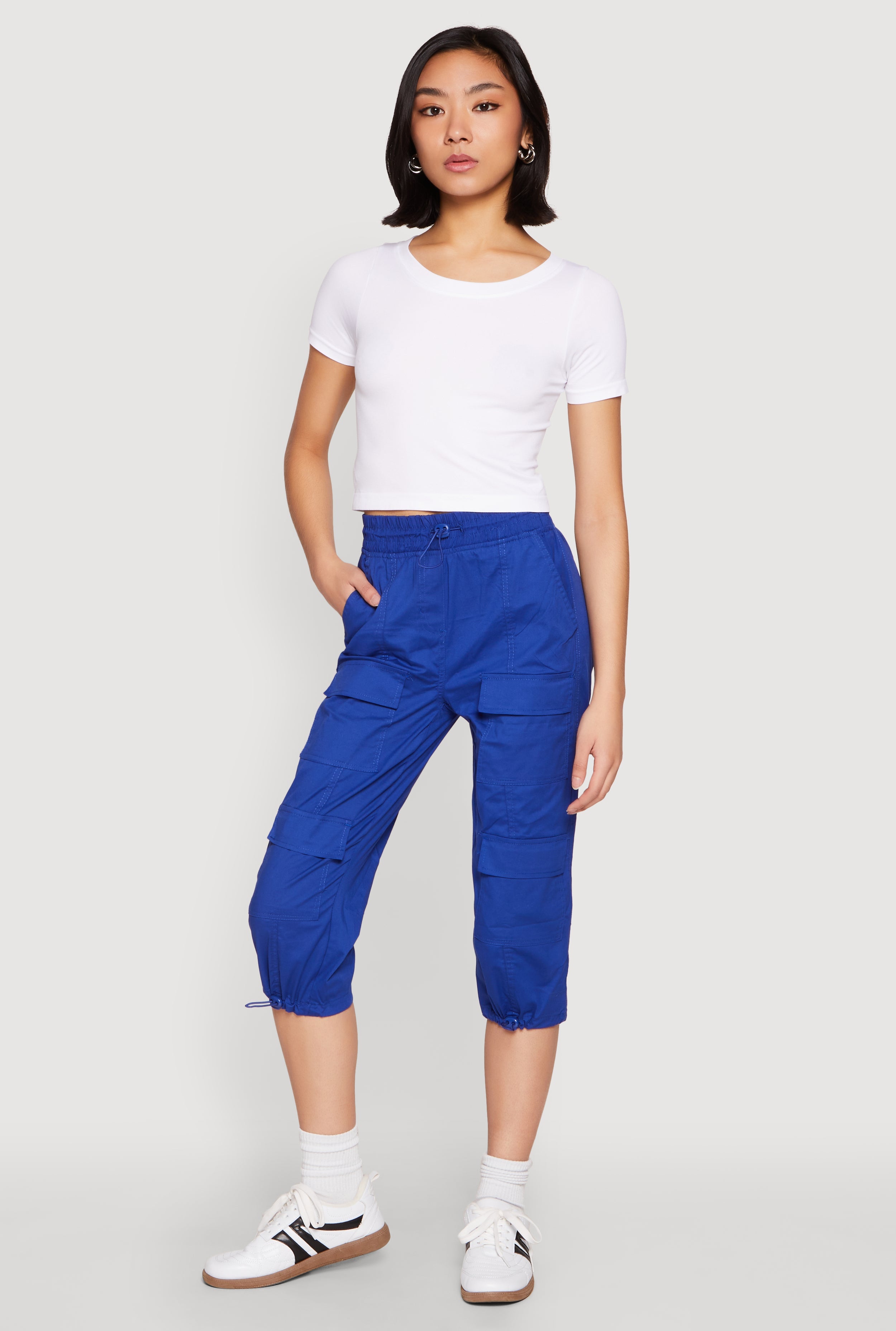 Toggle Drawstring Hem Cargo Capris