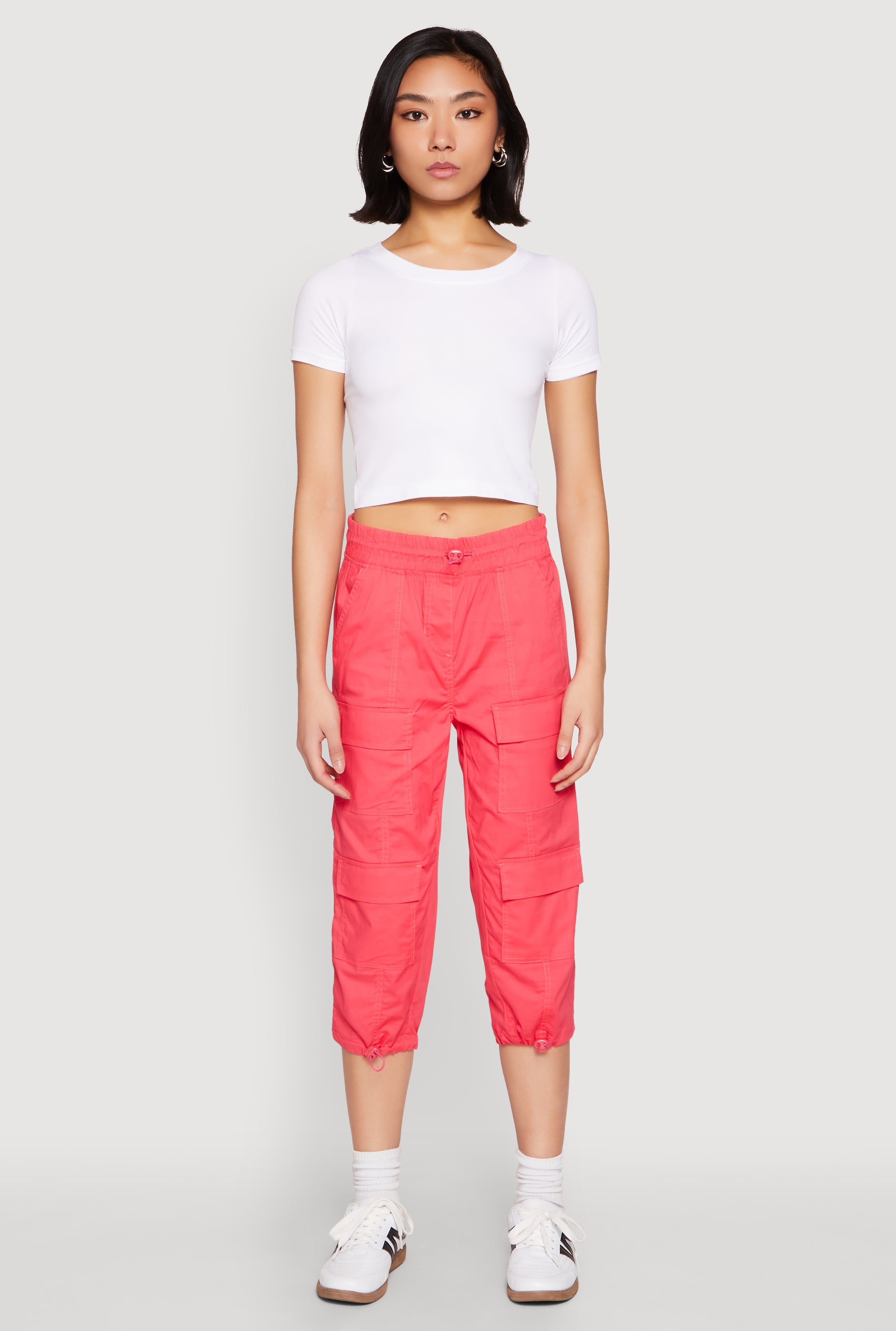 Toggle Drawstring Hem Cargo Capris