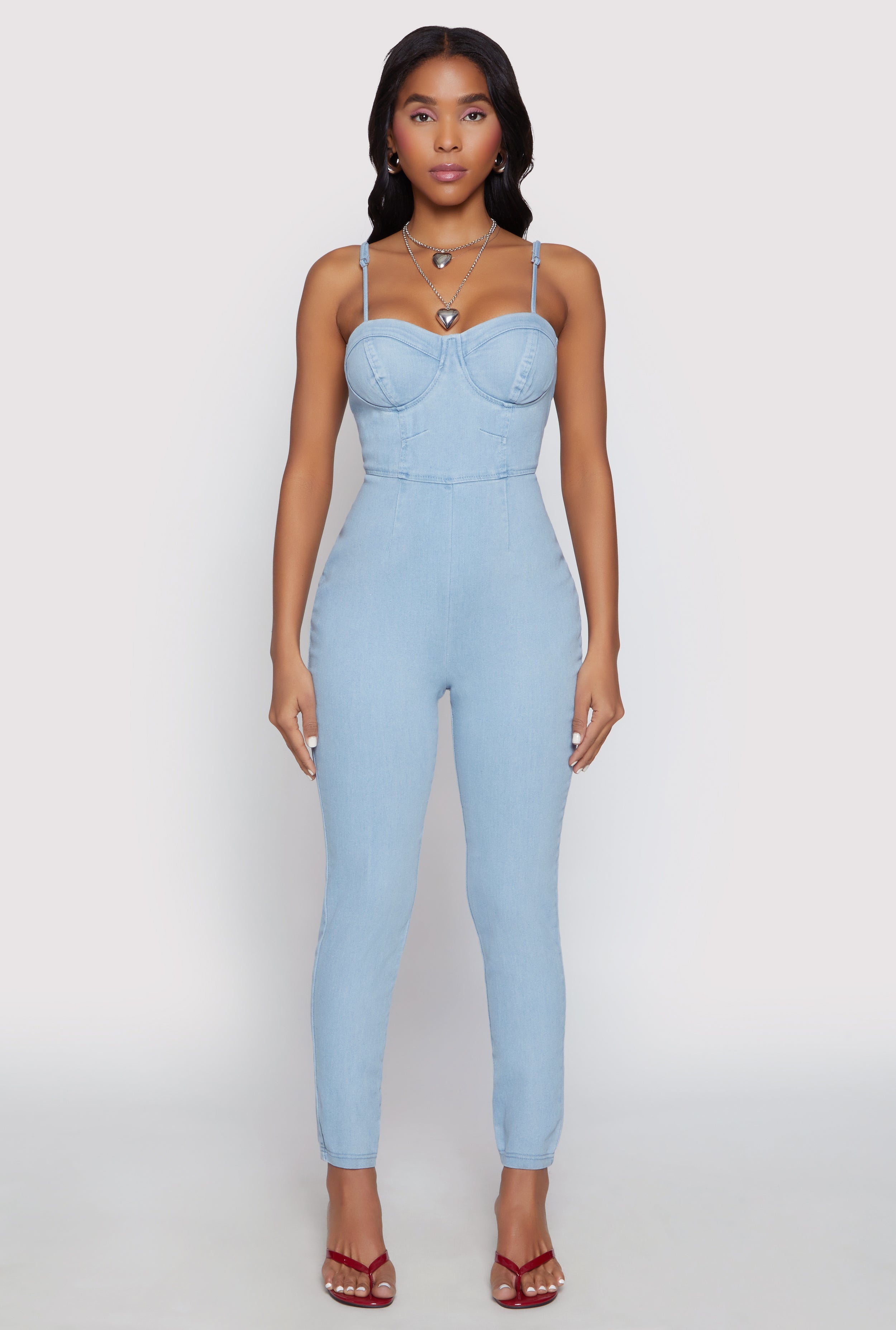 Haute Monde Denim Bustier Jumpsuit