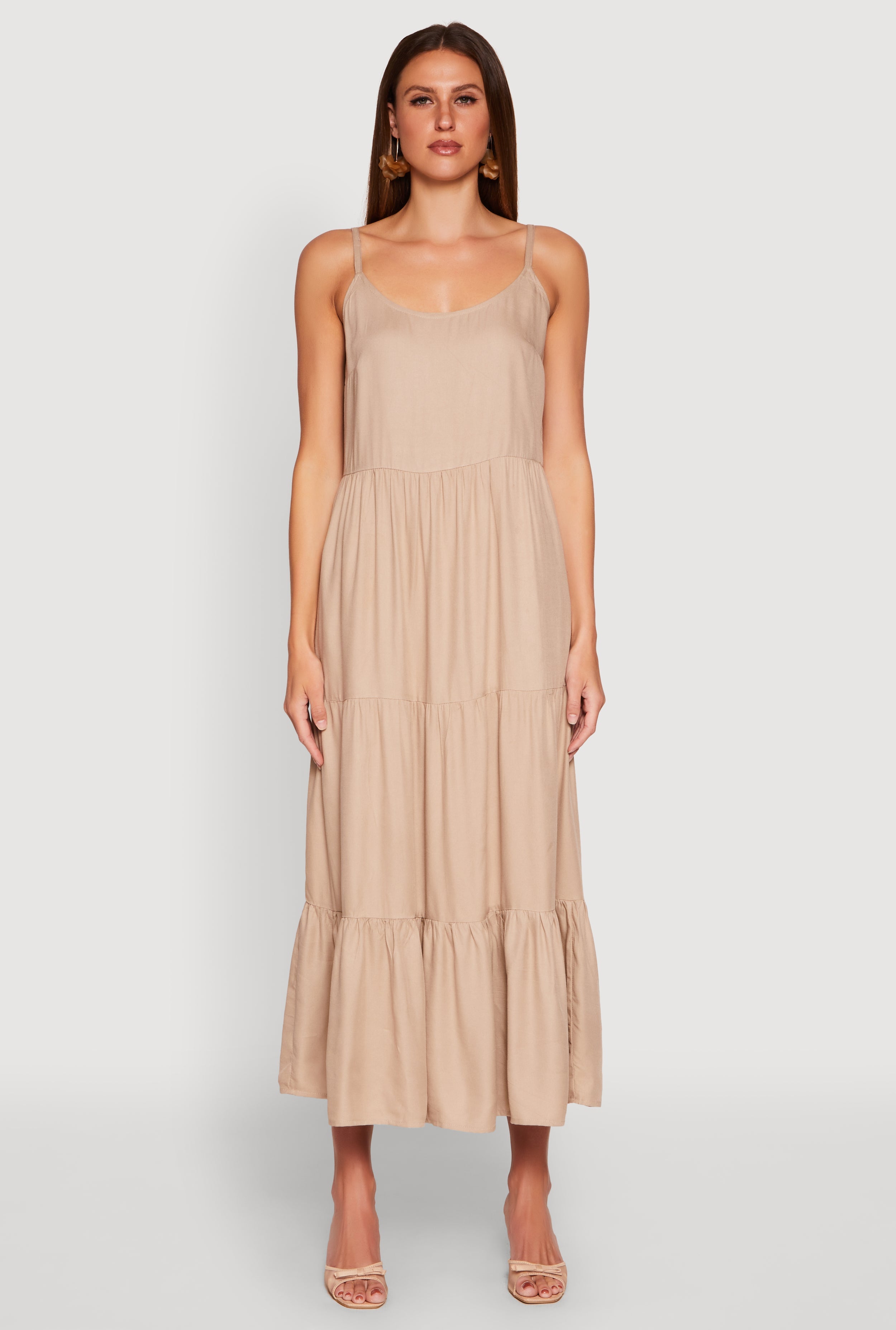 Scoop Neck Tiered Maxi Dress