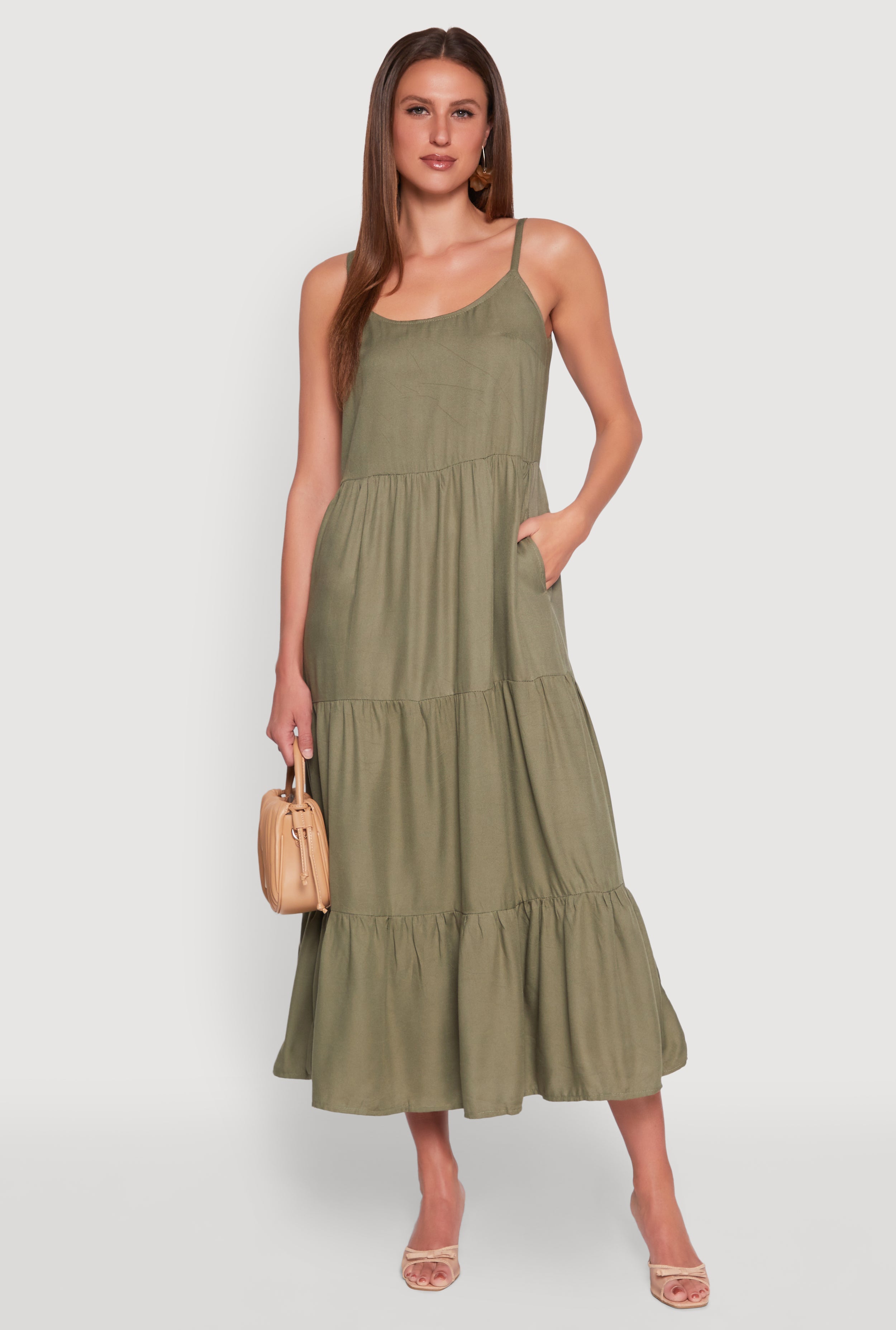 Scoop Neck Tiered Maxi Dress