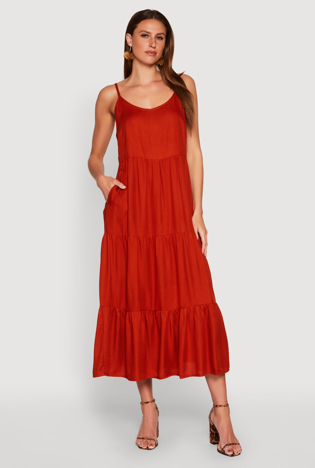 Scoop Neck Tiered Maxi Dress