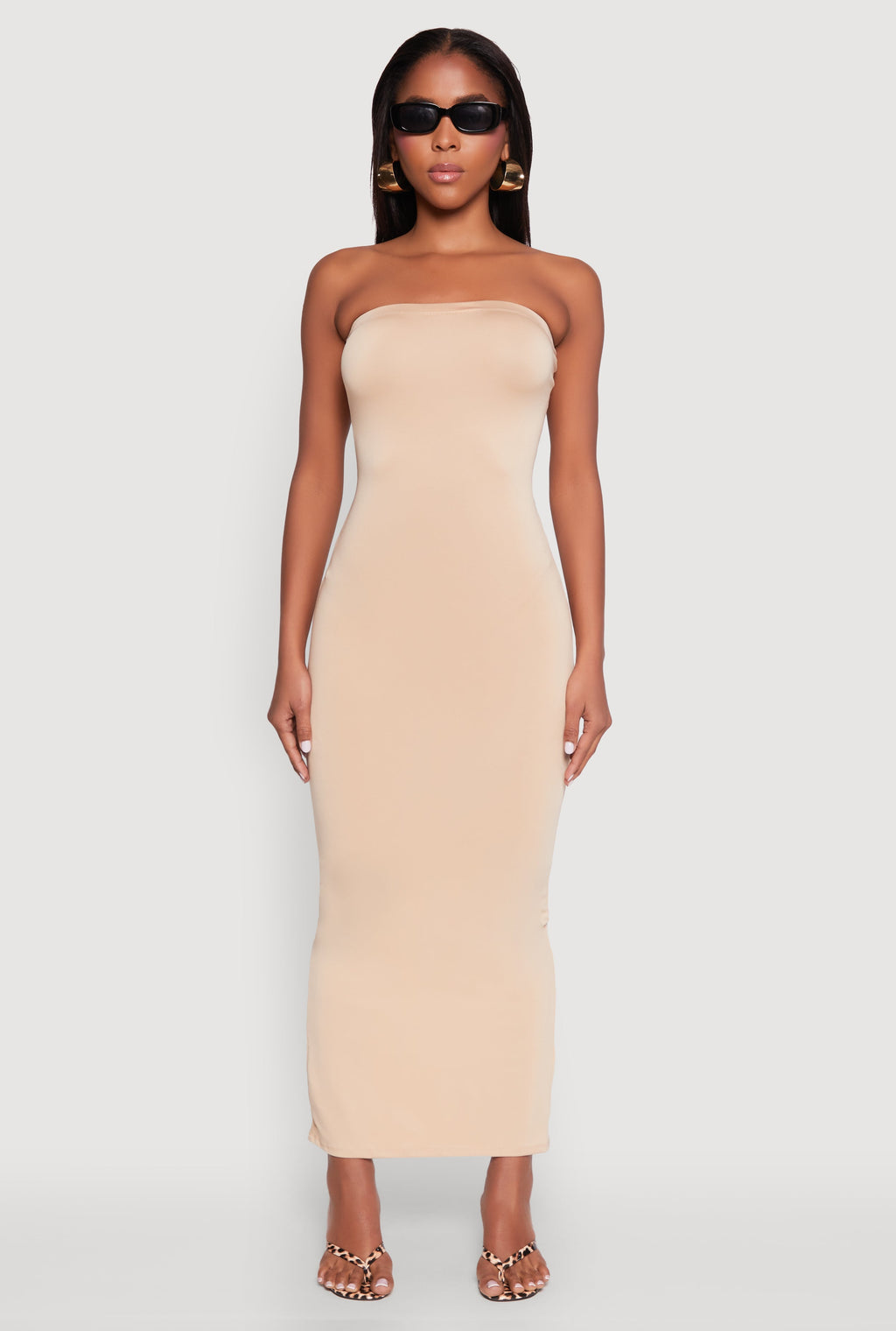 Slit Back Maxi Tube Dress