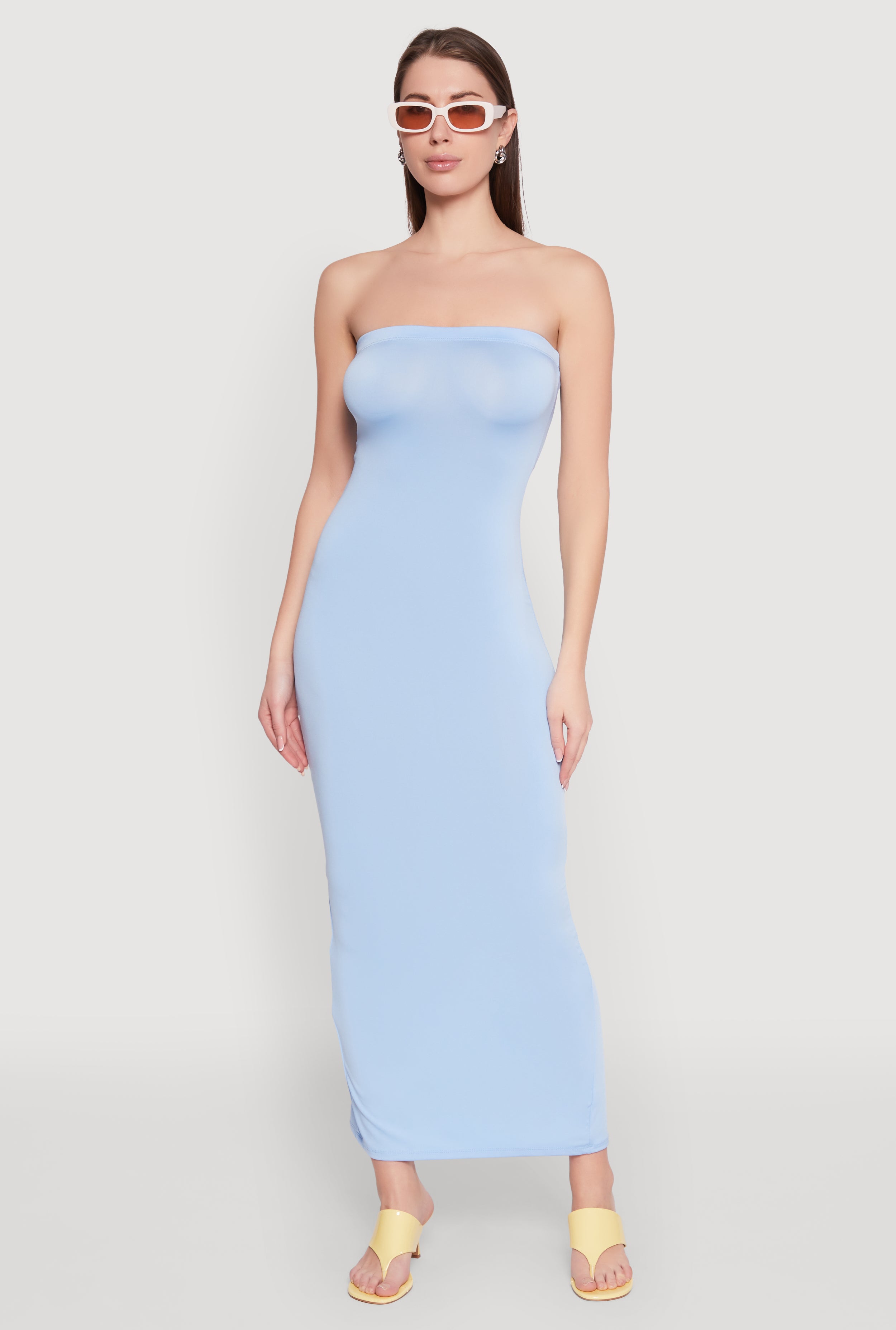 Slit Back Maxi Tube Dress