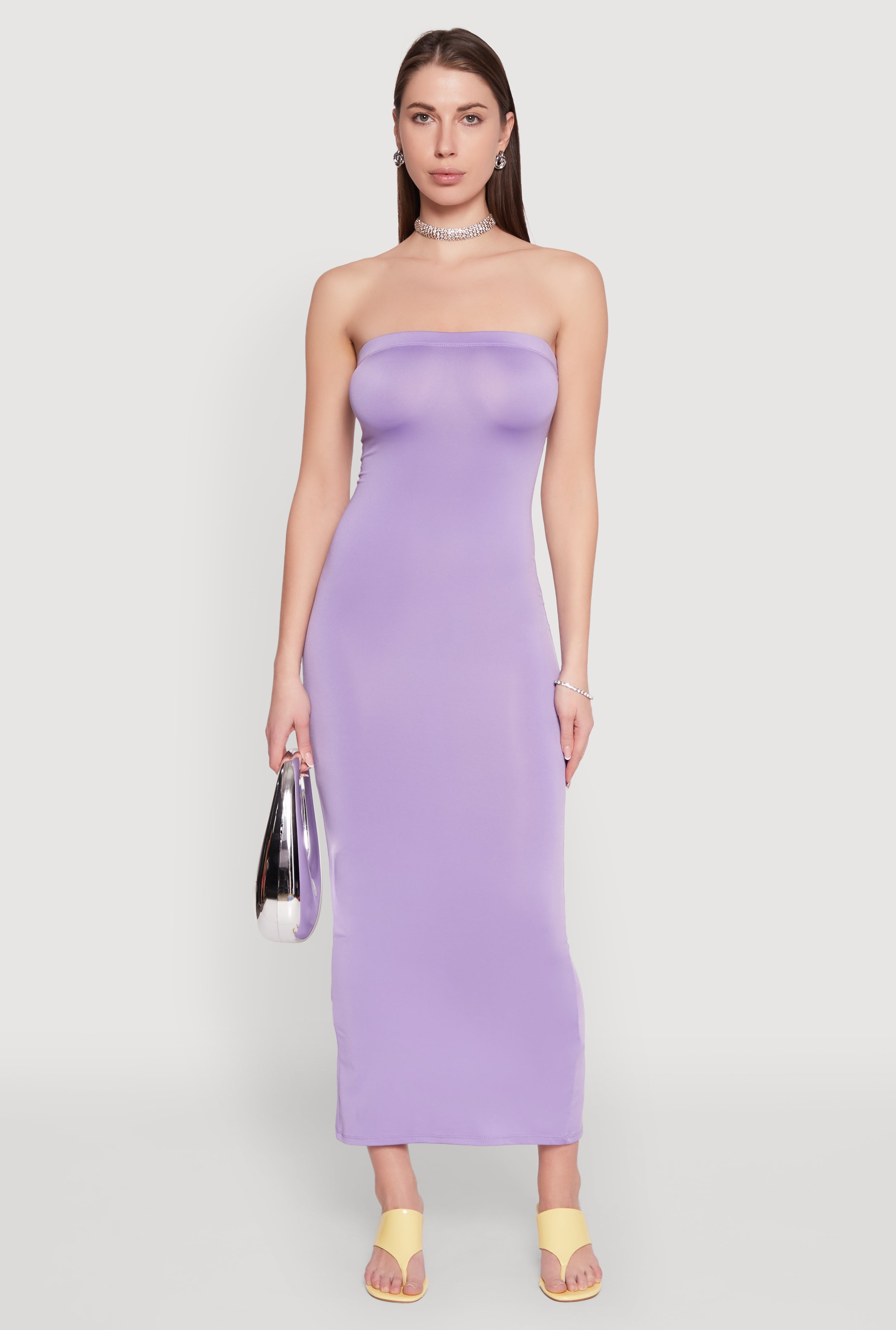 Slit Back Maxi Tube Dress