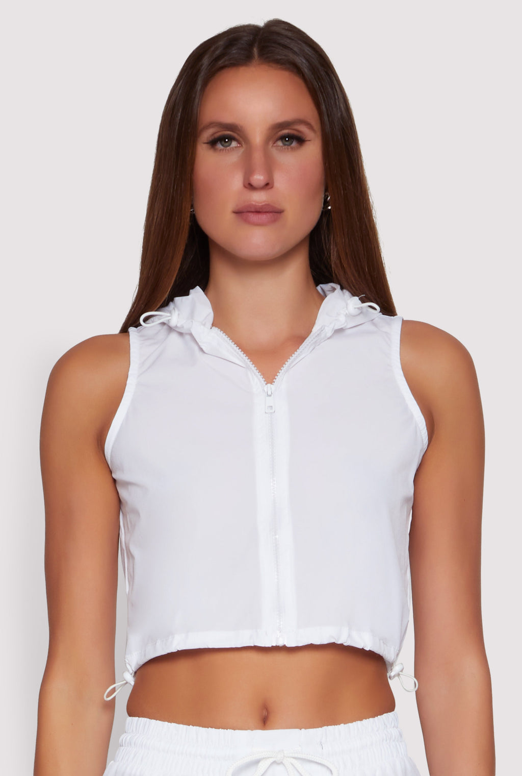 Cropped Toggle Drawstring Hooded Vest