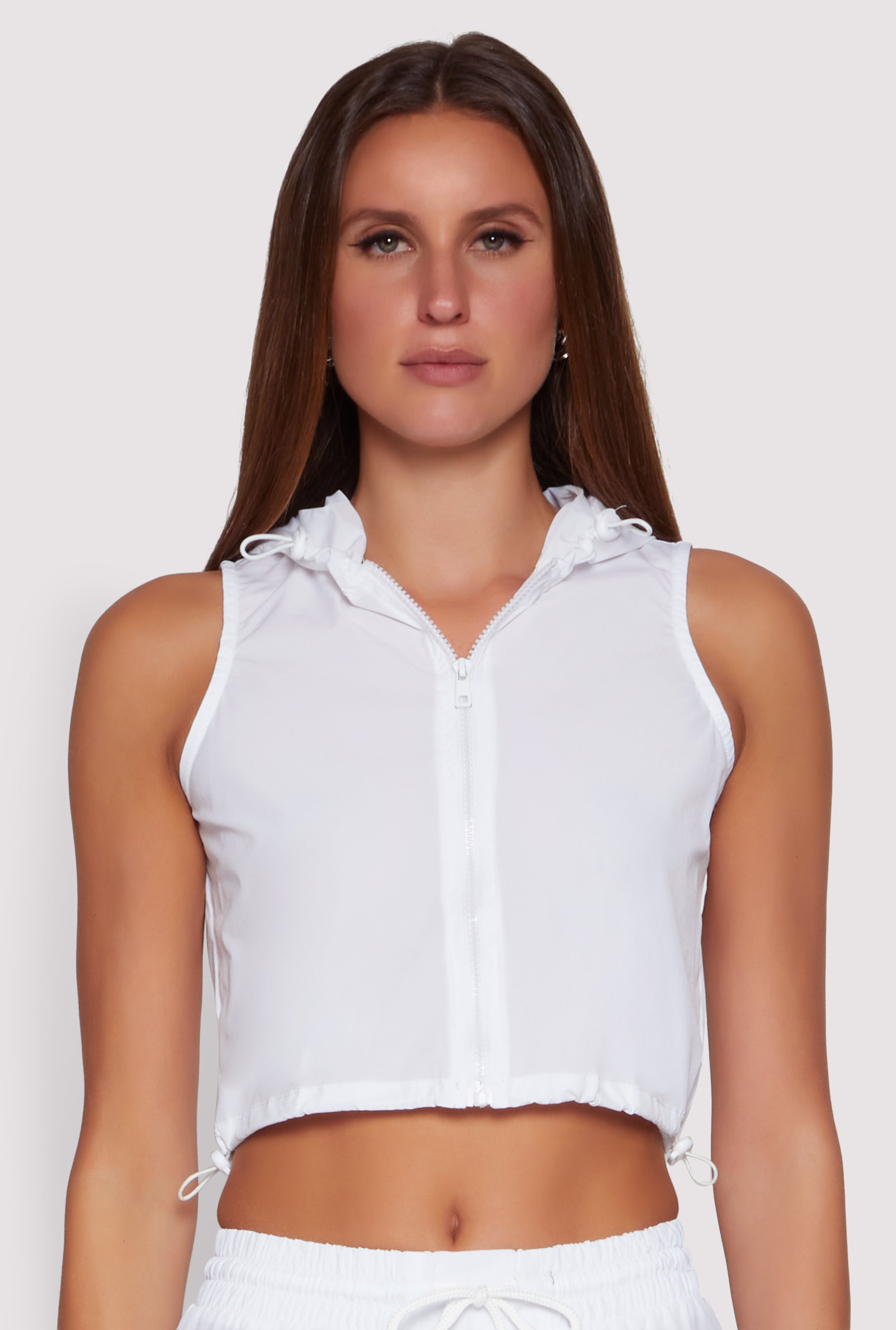 Cropped Toggle Drawstring Hooded Vest