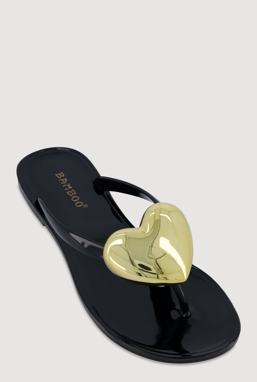 Heart Pendant Jelly Thong Sandals