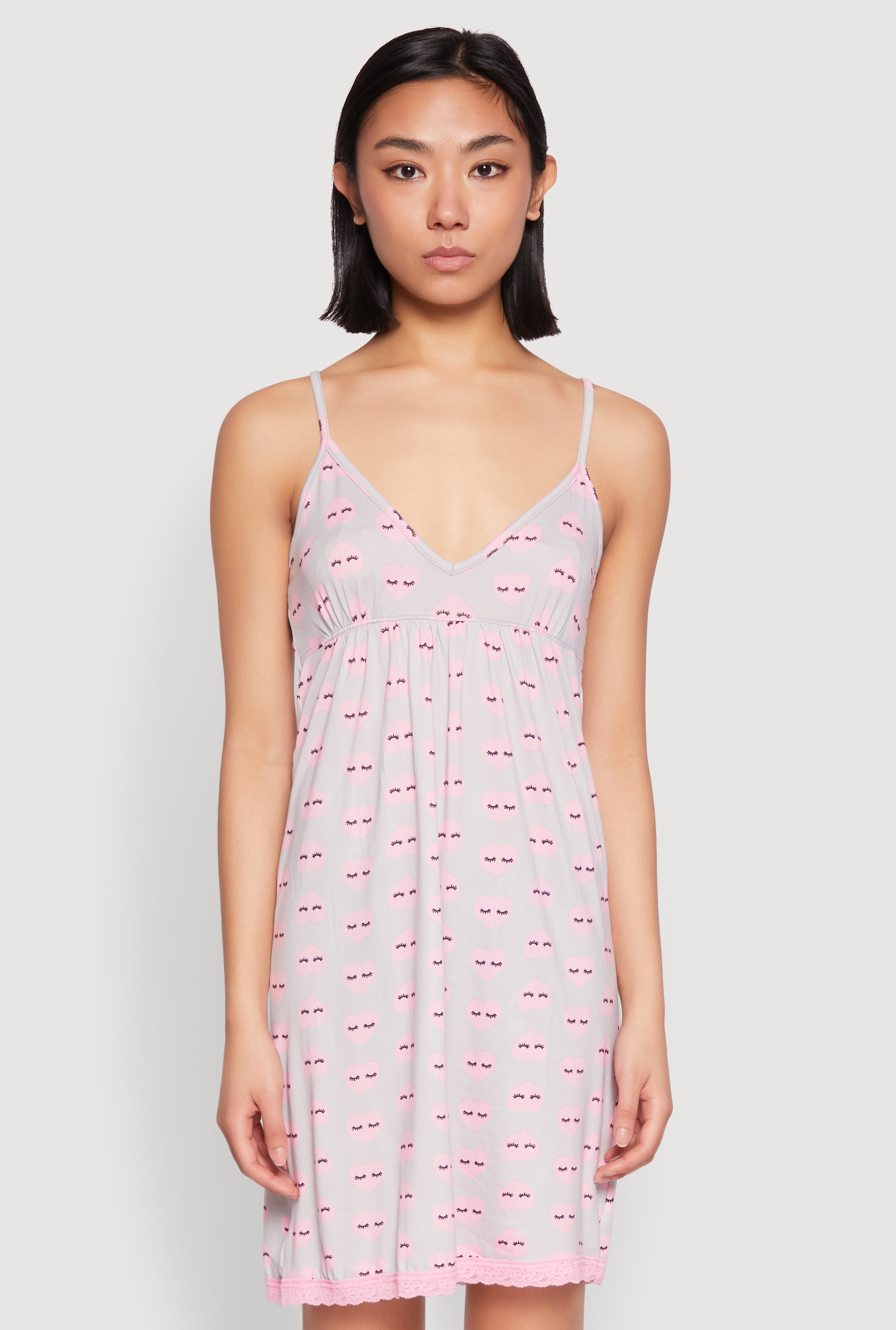 Soft Knit Heart Graphic Print Cami Nightgown