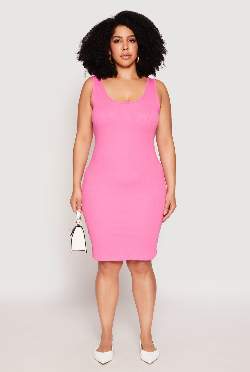Plus Size Rib Knit Scoop Neck Tank Dress