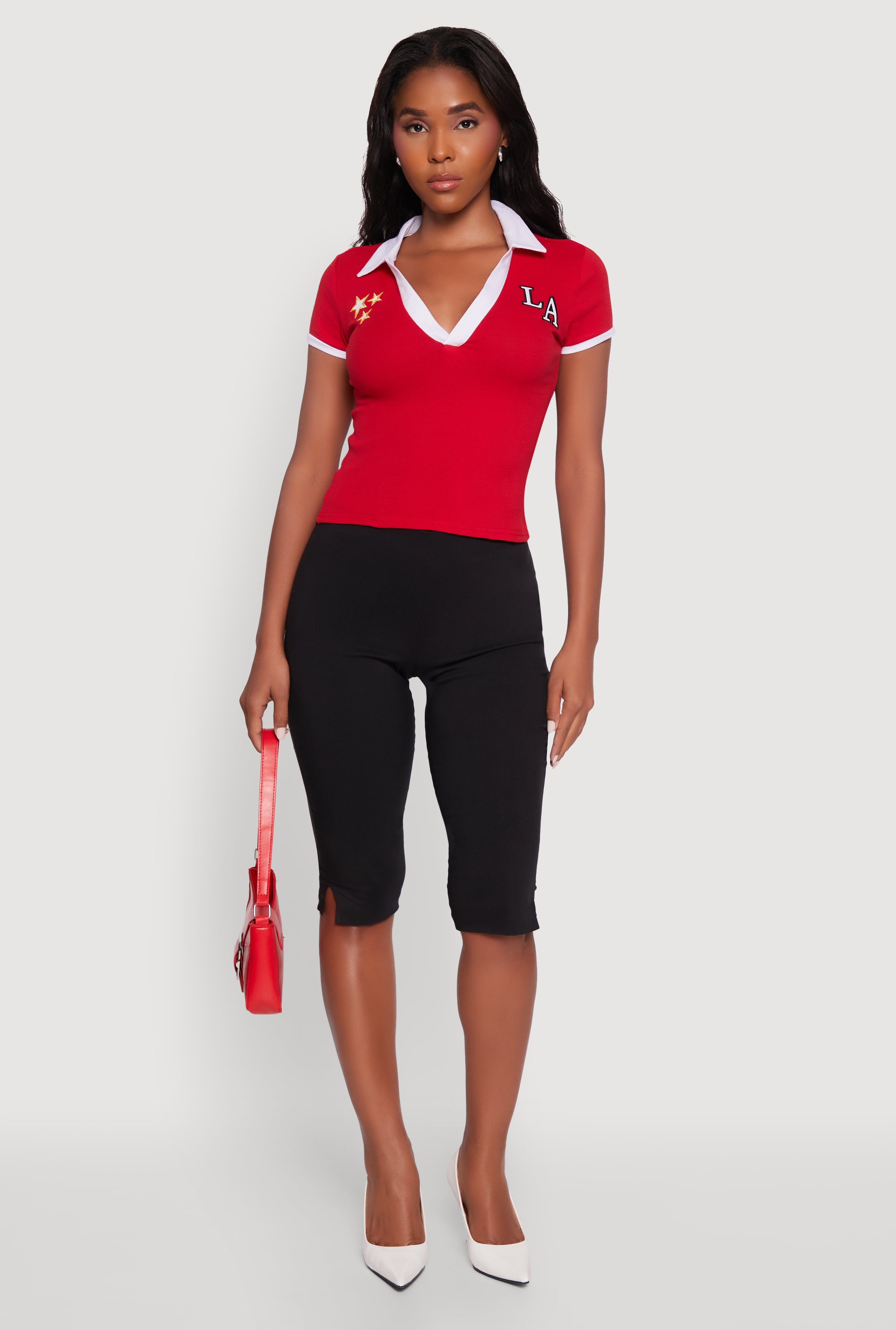 Patch Graphic Contrast Trim Polo Top