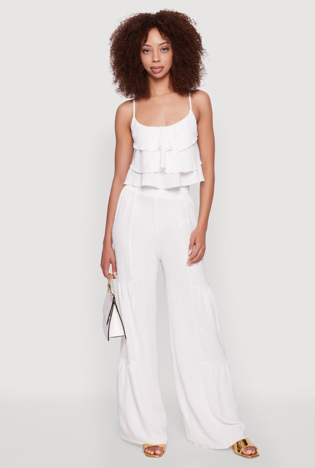 Elegant Tiered High Waisted Wide Leg Dress Pants