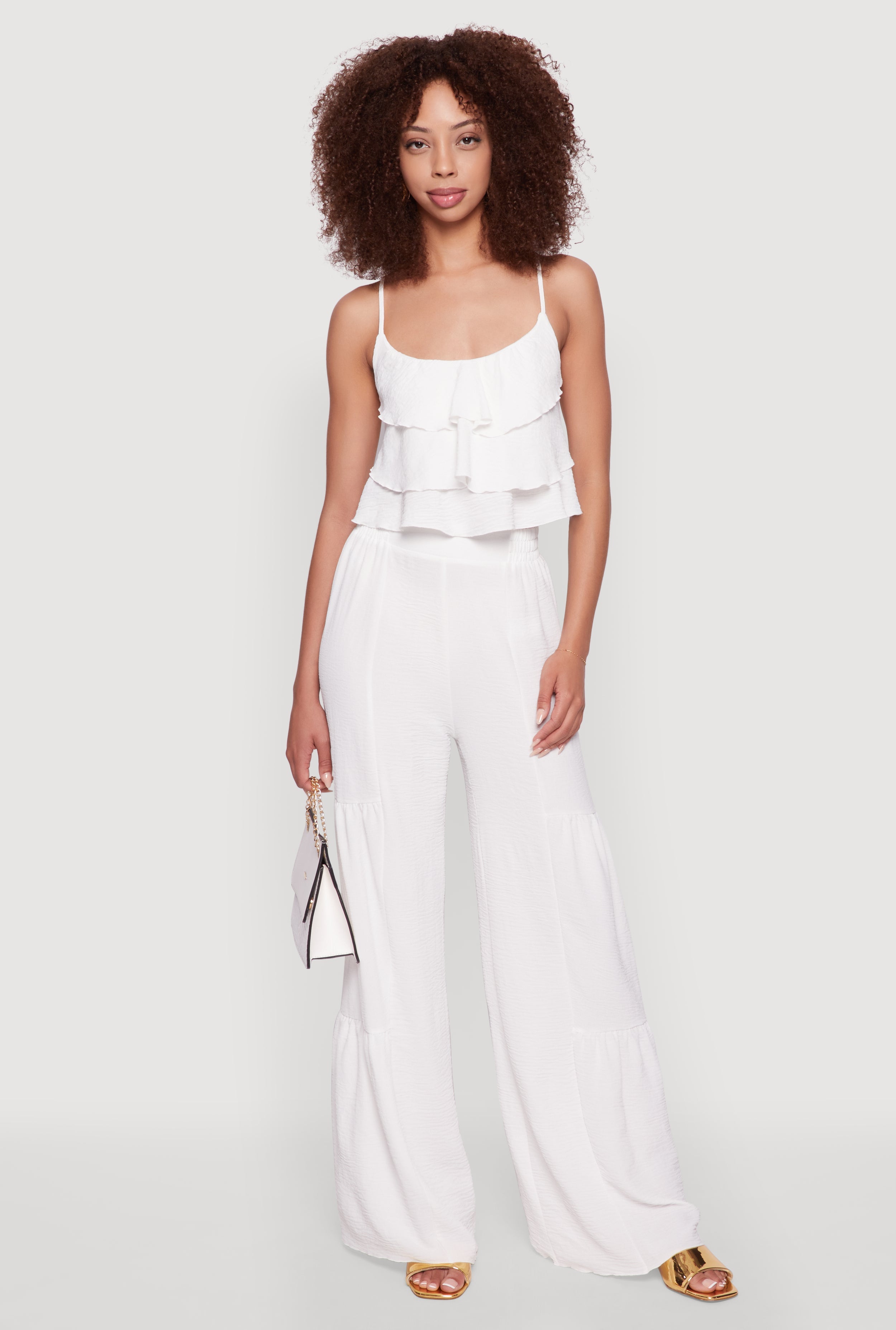 Elegant Tiered High Waisted Wide Leg Dress Pants