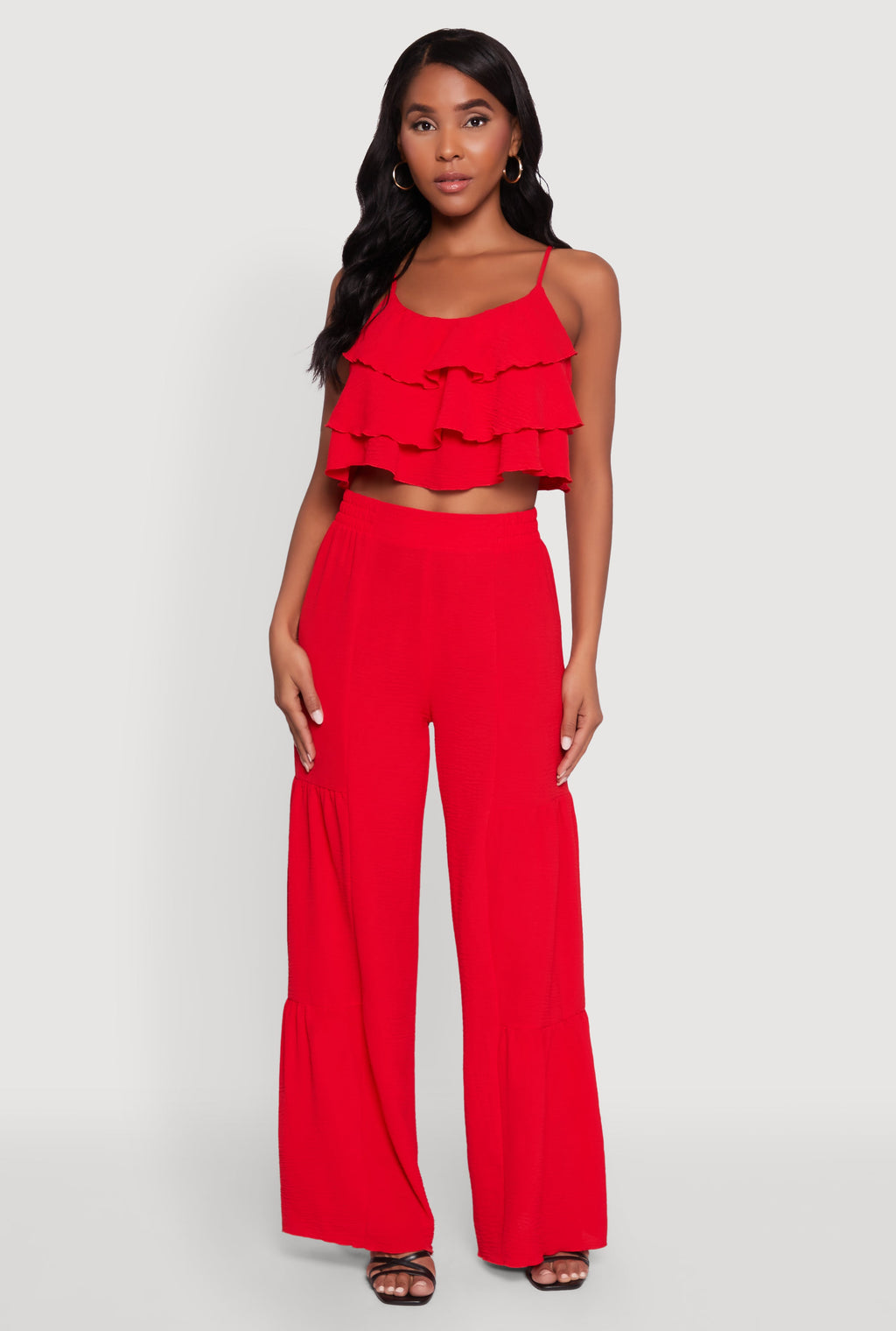 Elegant Tiered High Waisted Wide Leg Dress Pants