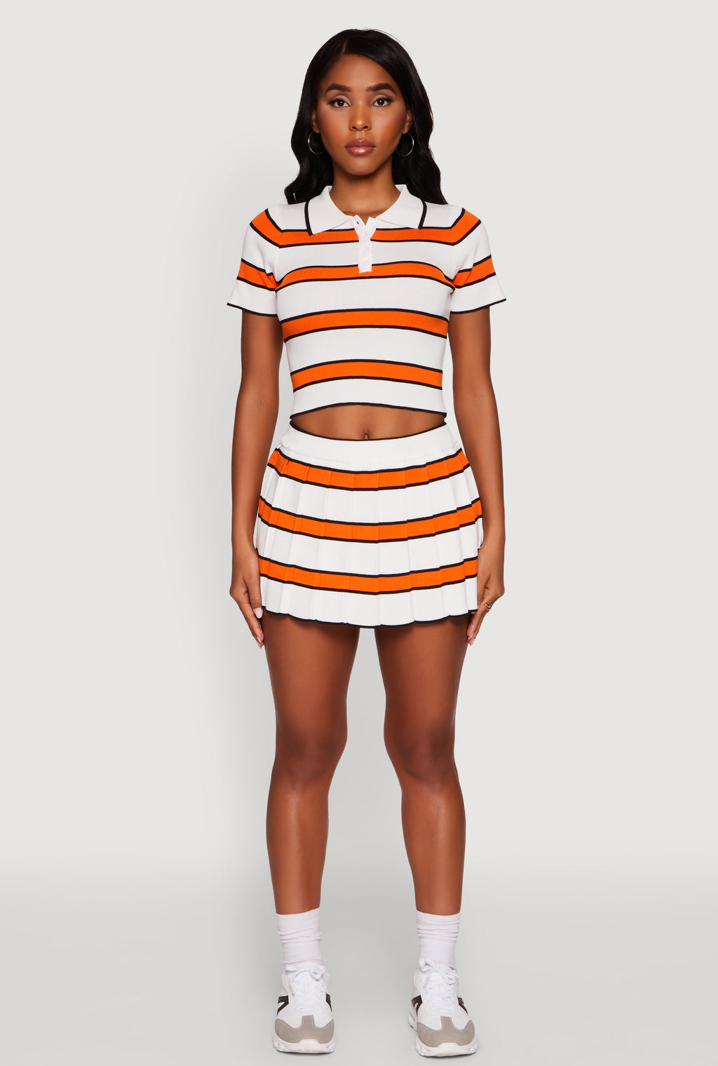 Daisy Striped Pleated Skort