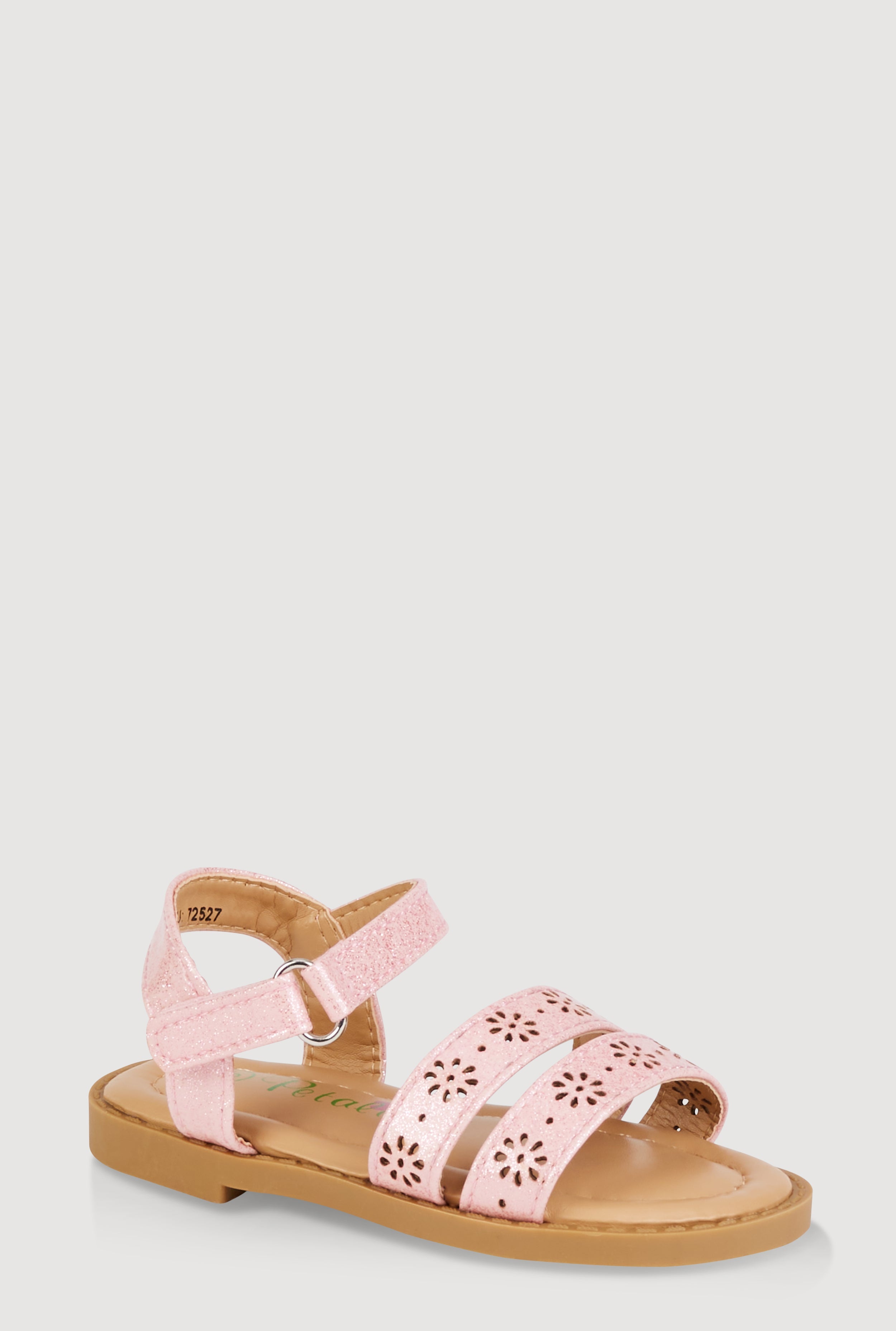 Toddler Girls Laser Cut Flower Band Ankle Strap Sandals