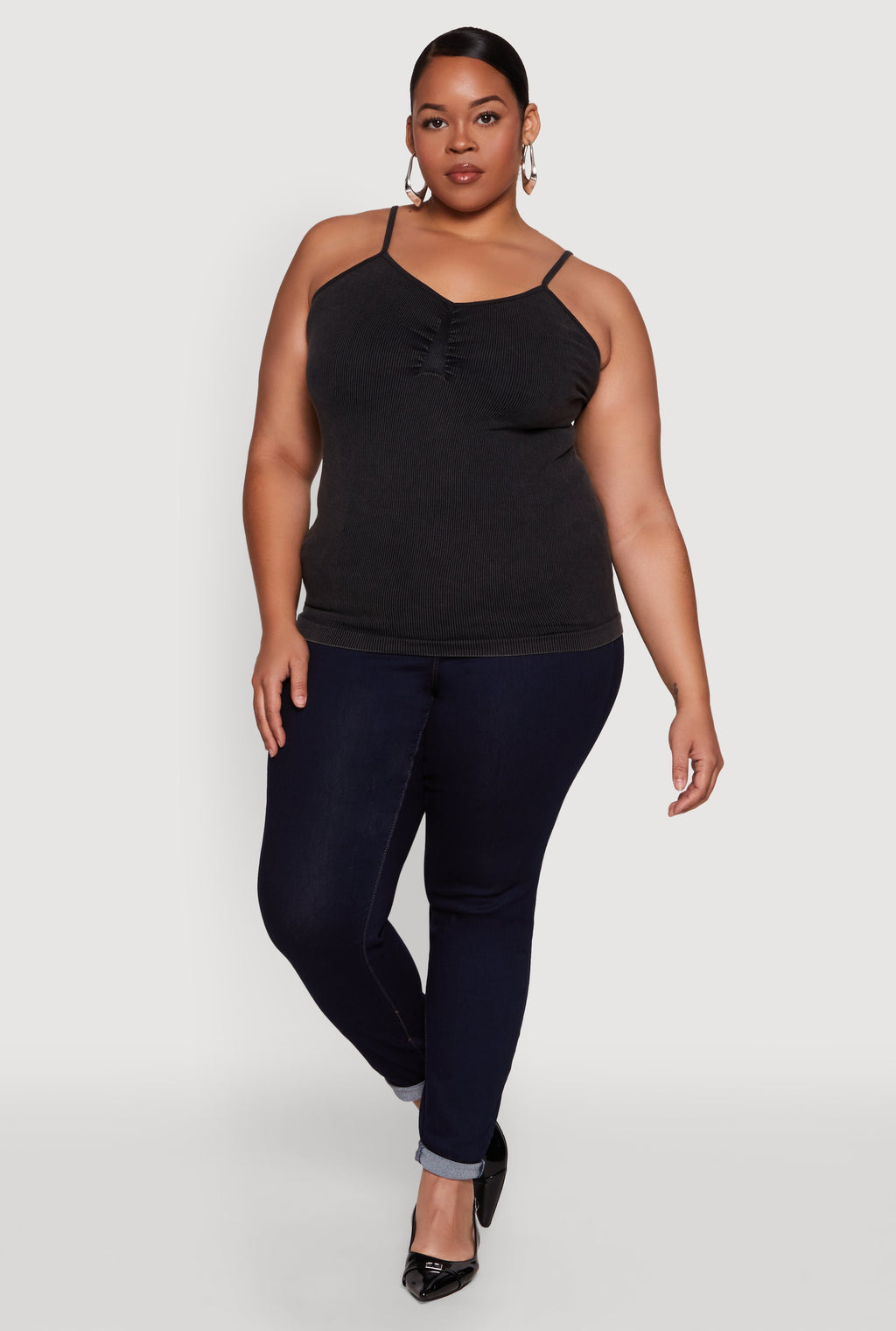 Plus Size Ribbed Knit Seamless Mineral Wash Cami