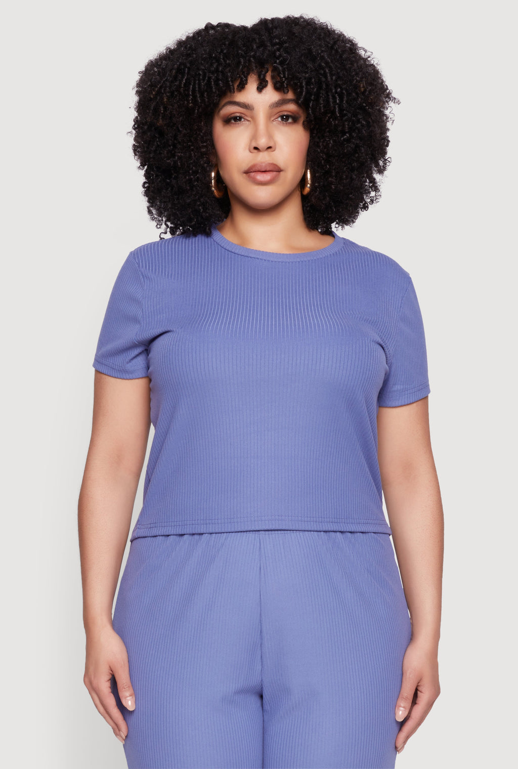 Plus Size Ribbed Knit T Shirt