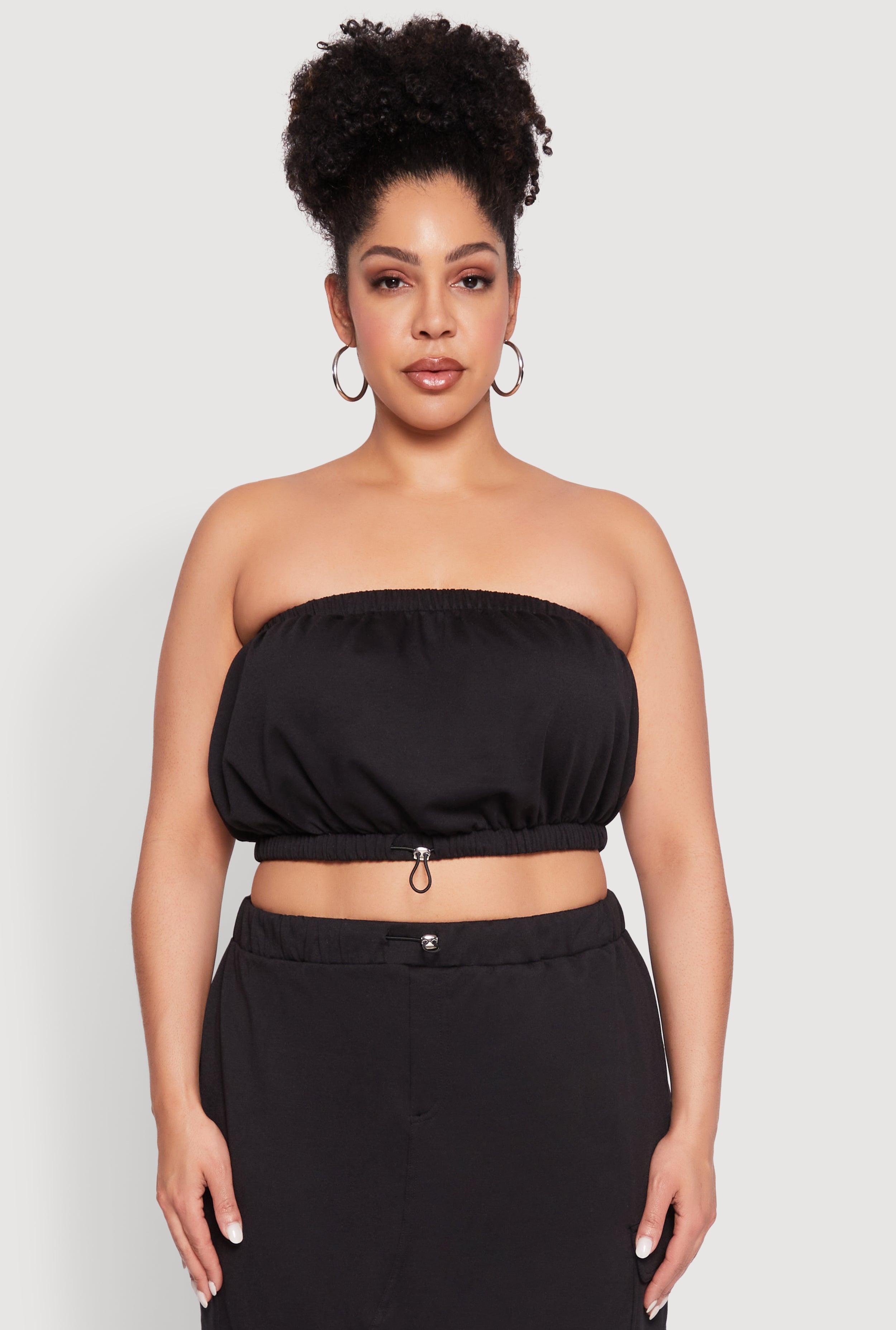 Plus Size Almost Famous Toggle Drawstring Bandeau Top