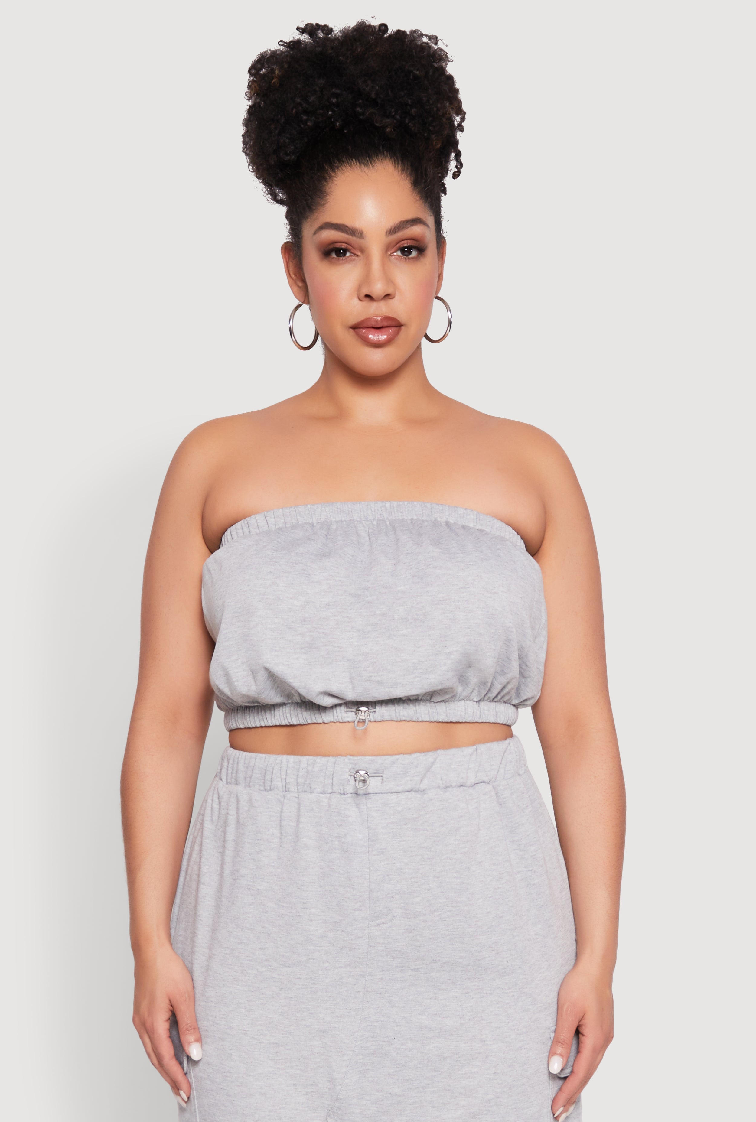 Plus Size Almost Famous Toggle Drawstring Bandeau Top