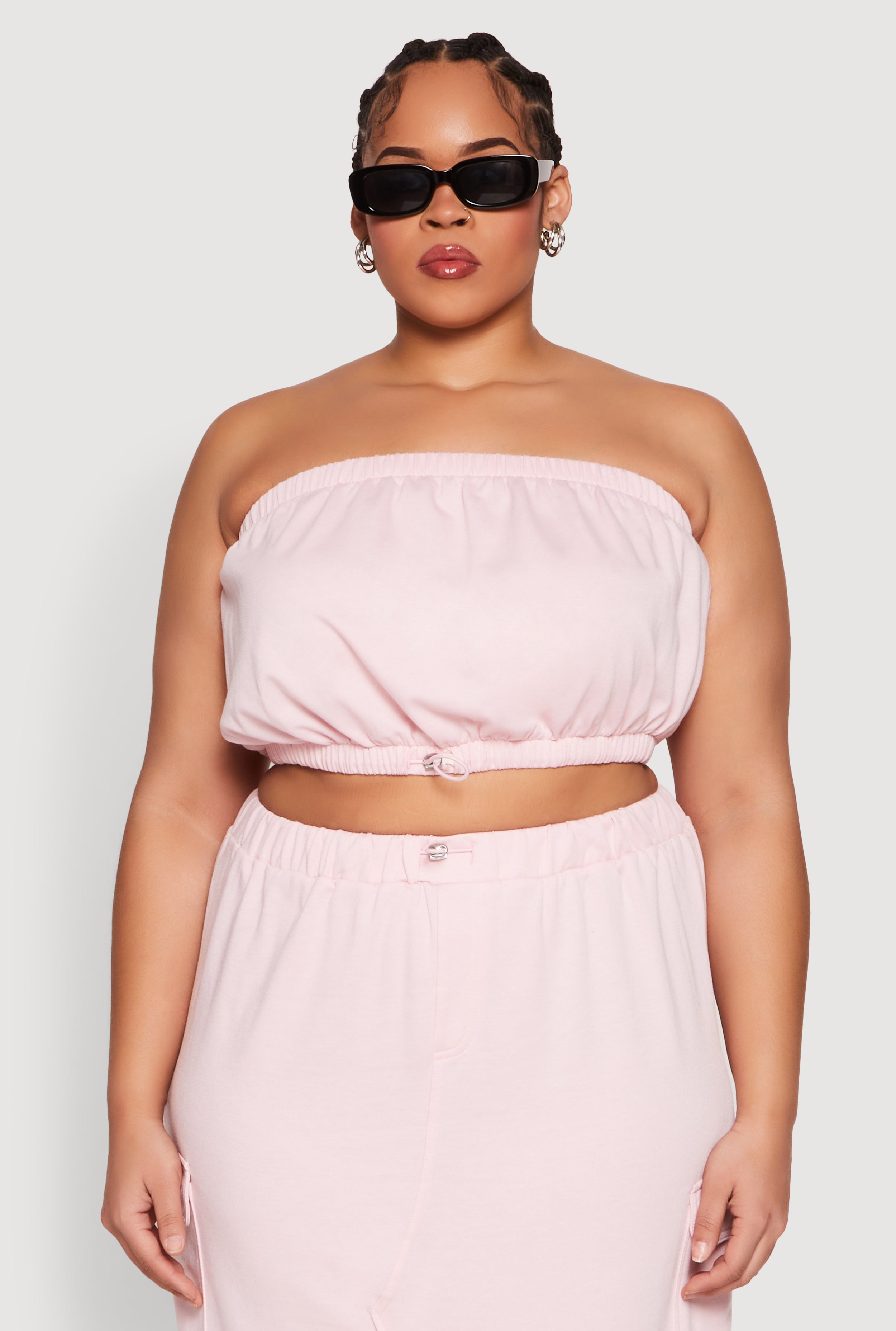 Plus Size Almost Famous Toggle Drawstring Bandeau Top