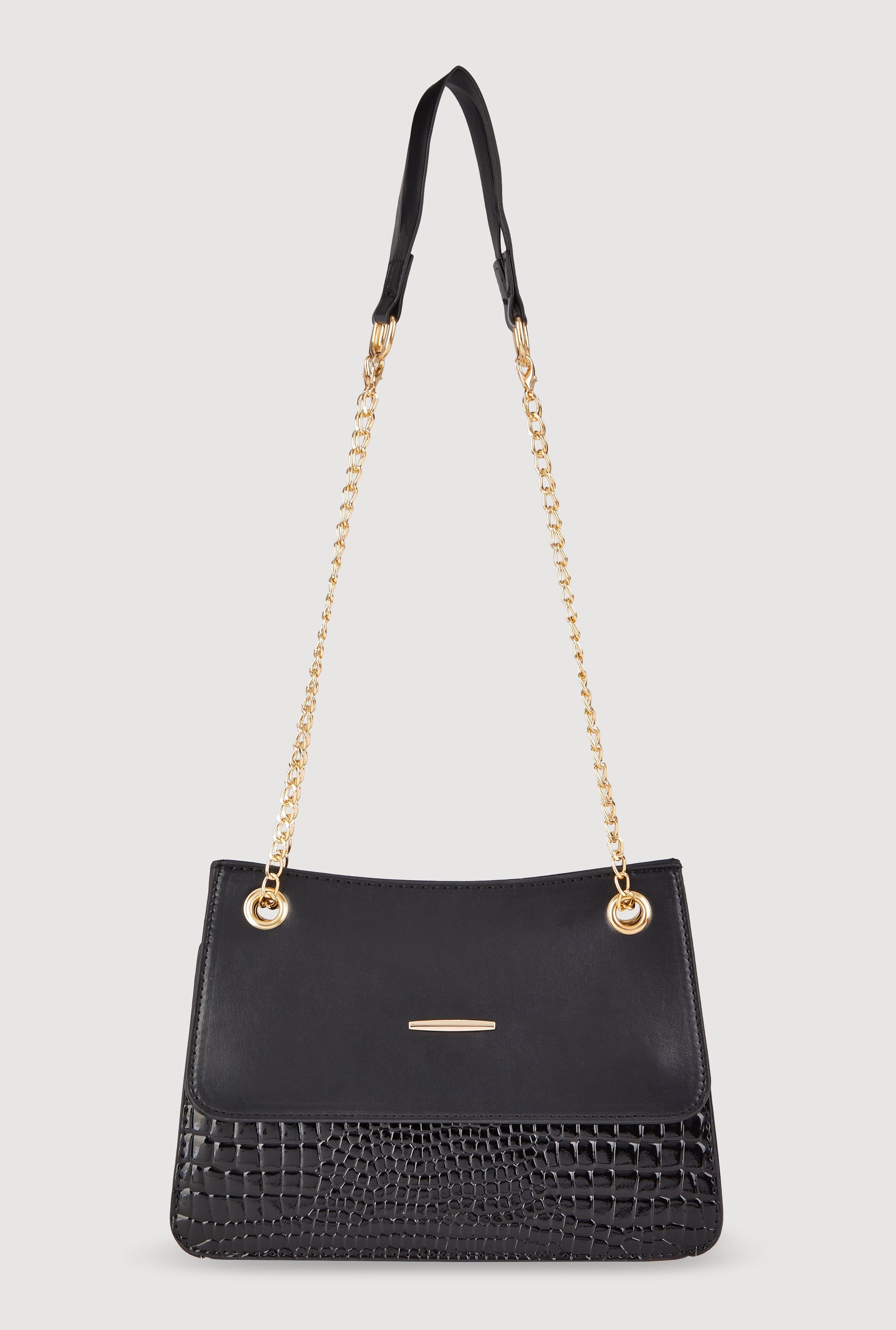 Chic Metallic Faux Leather Crossbody Bag with Removable Strap