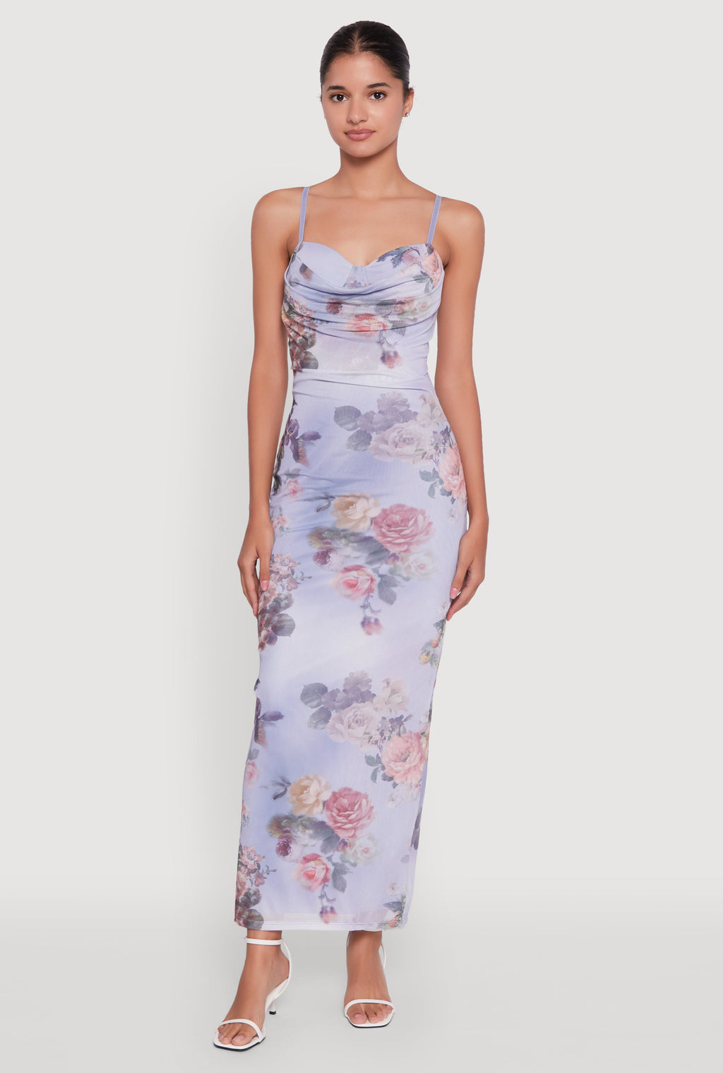 Floral Mesh Padded Cup Sweetheart Bustier Dress