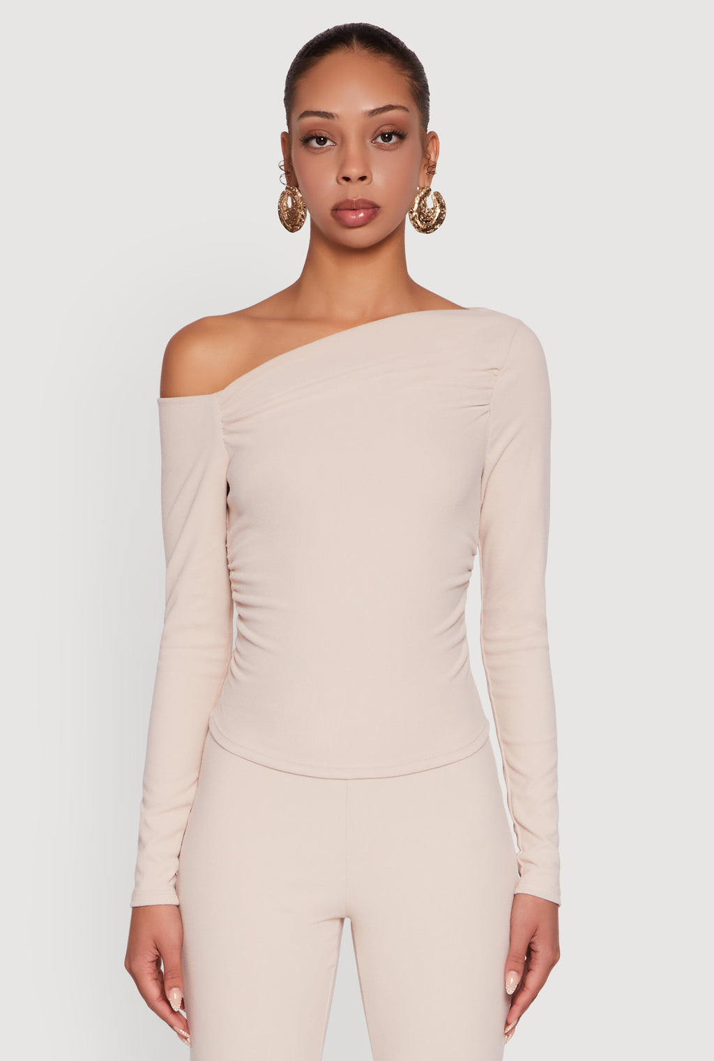 One Shoulder Long Sleeve Blouse