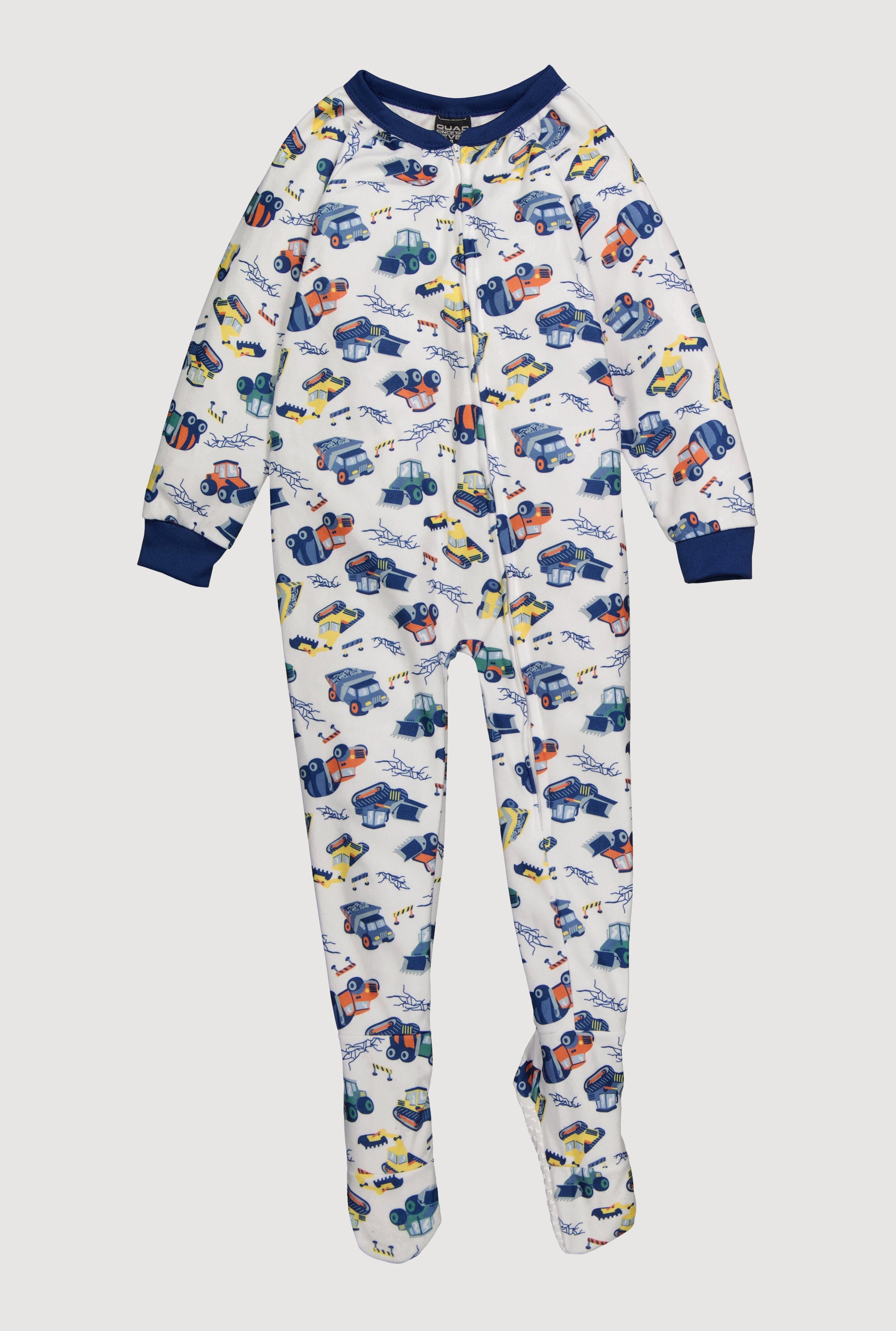 Little Boys Patterned Crew Neck Footed Pajamas