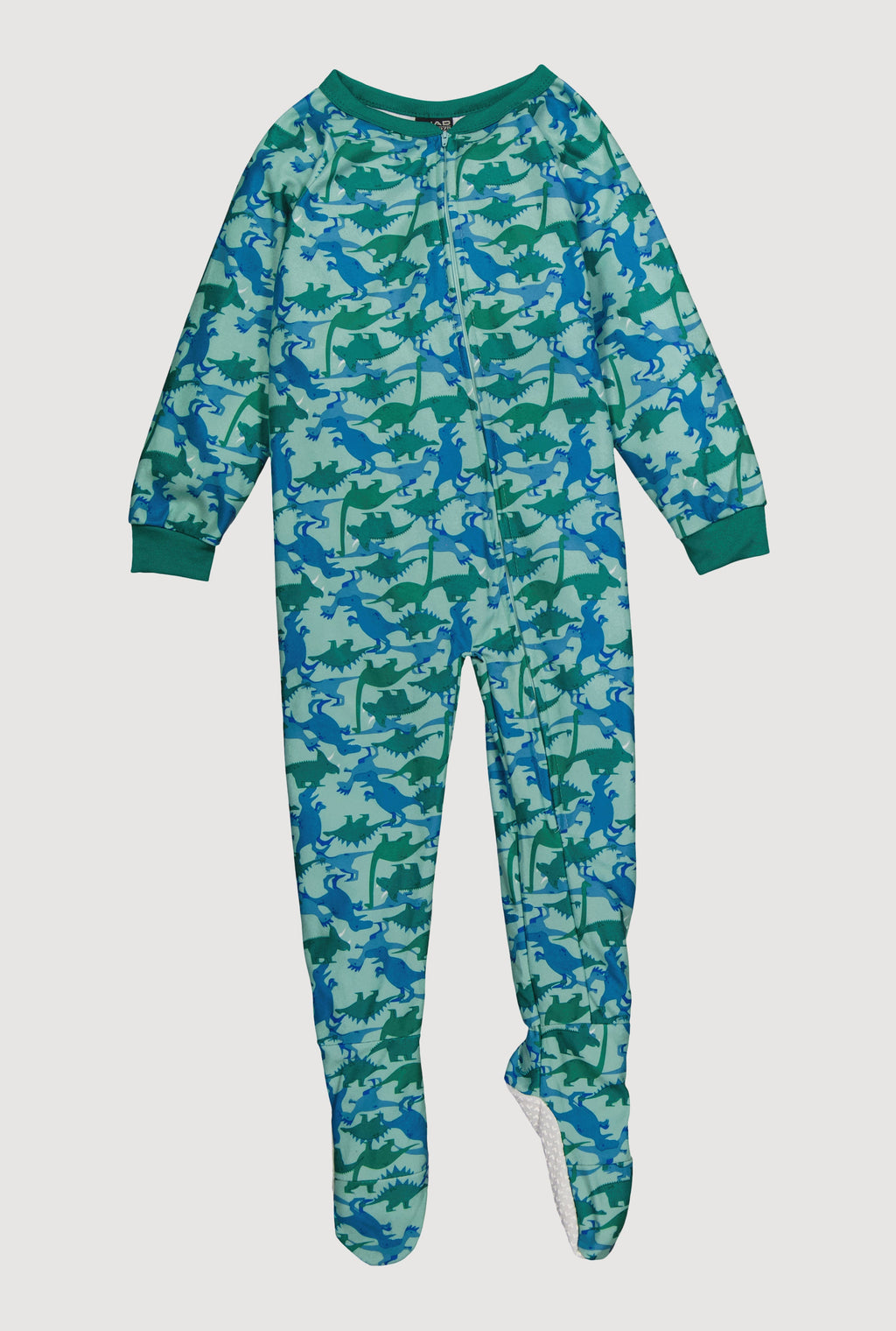 Little Boys Patterned Crew Neck Footed Pajamas