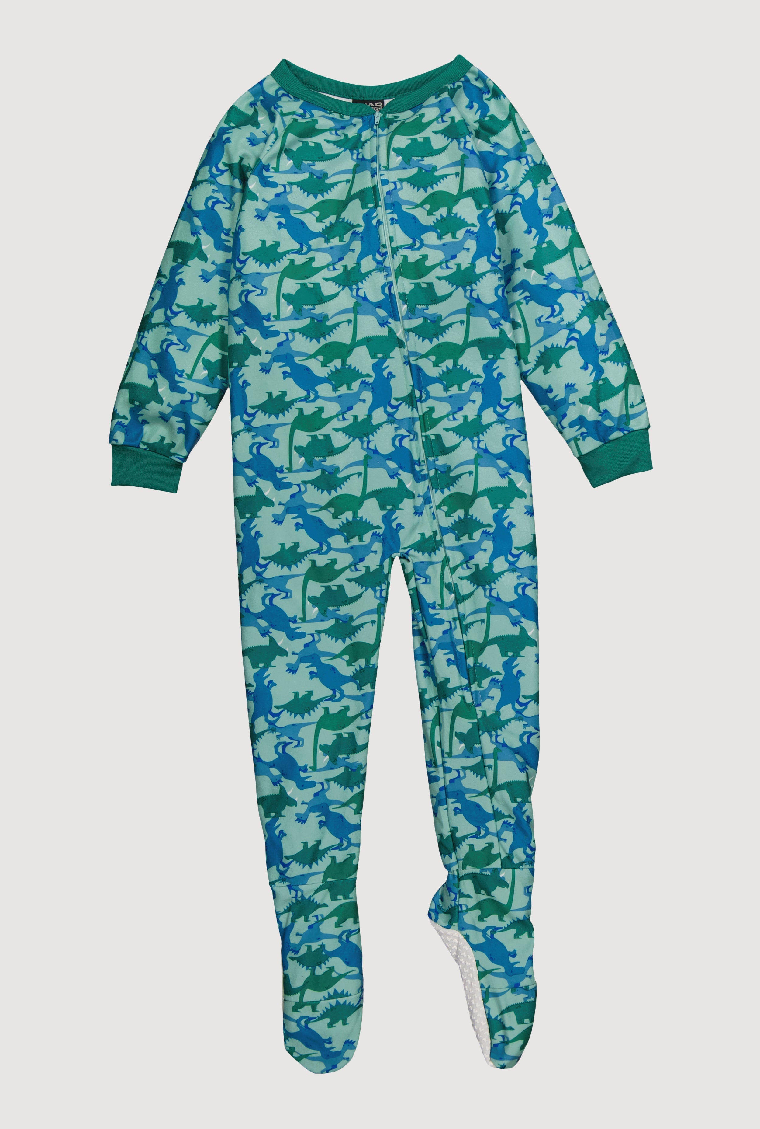 Little Boys Patterned Crew Neck Footed Pajamas
