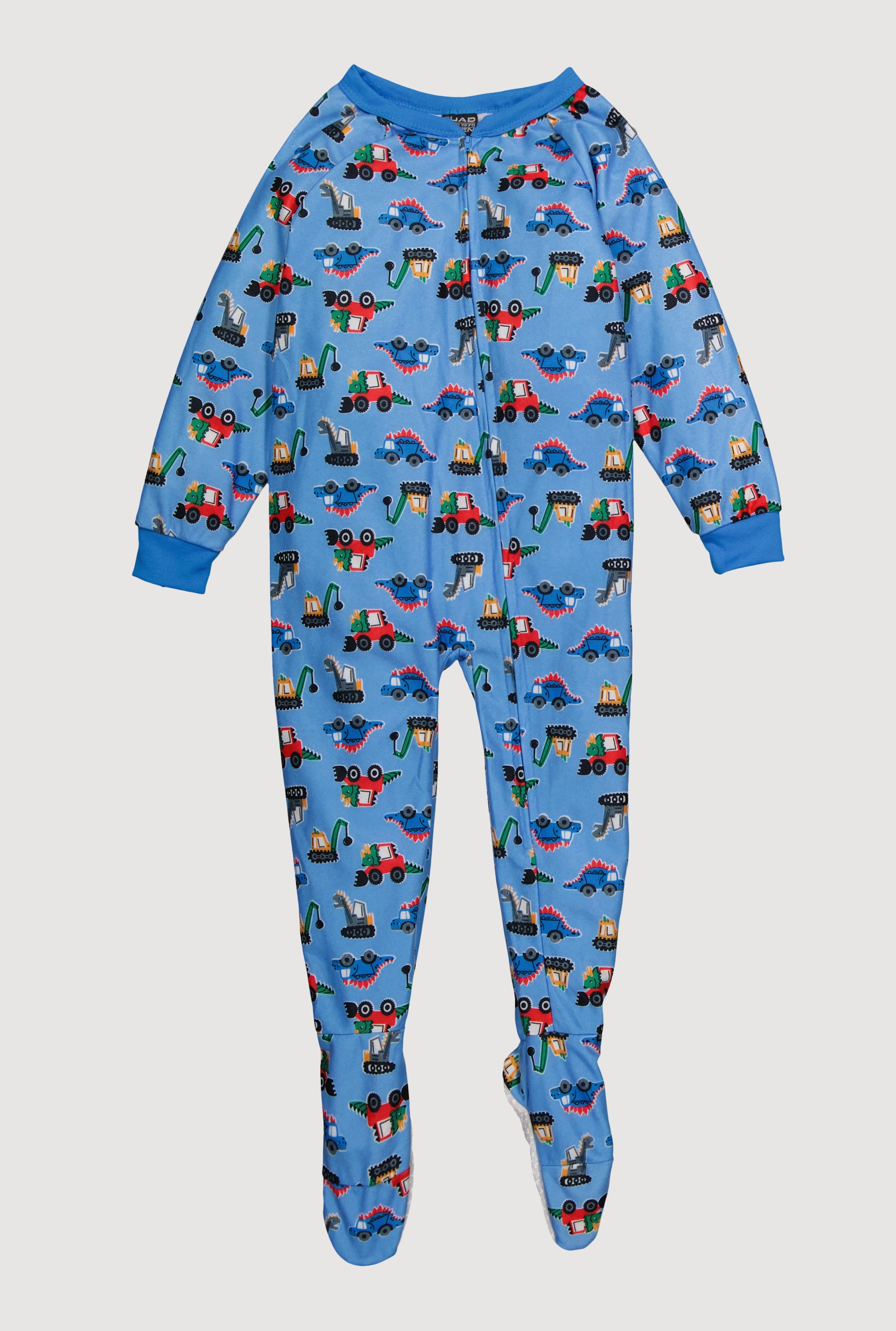 Little Boys Patterned Crew Neck Footed Pajamas