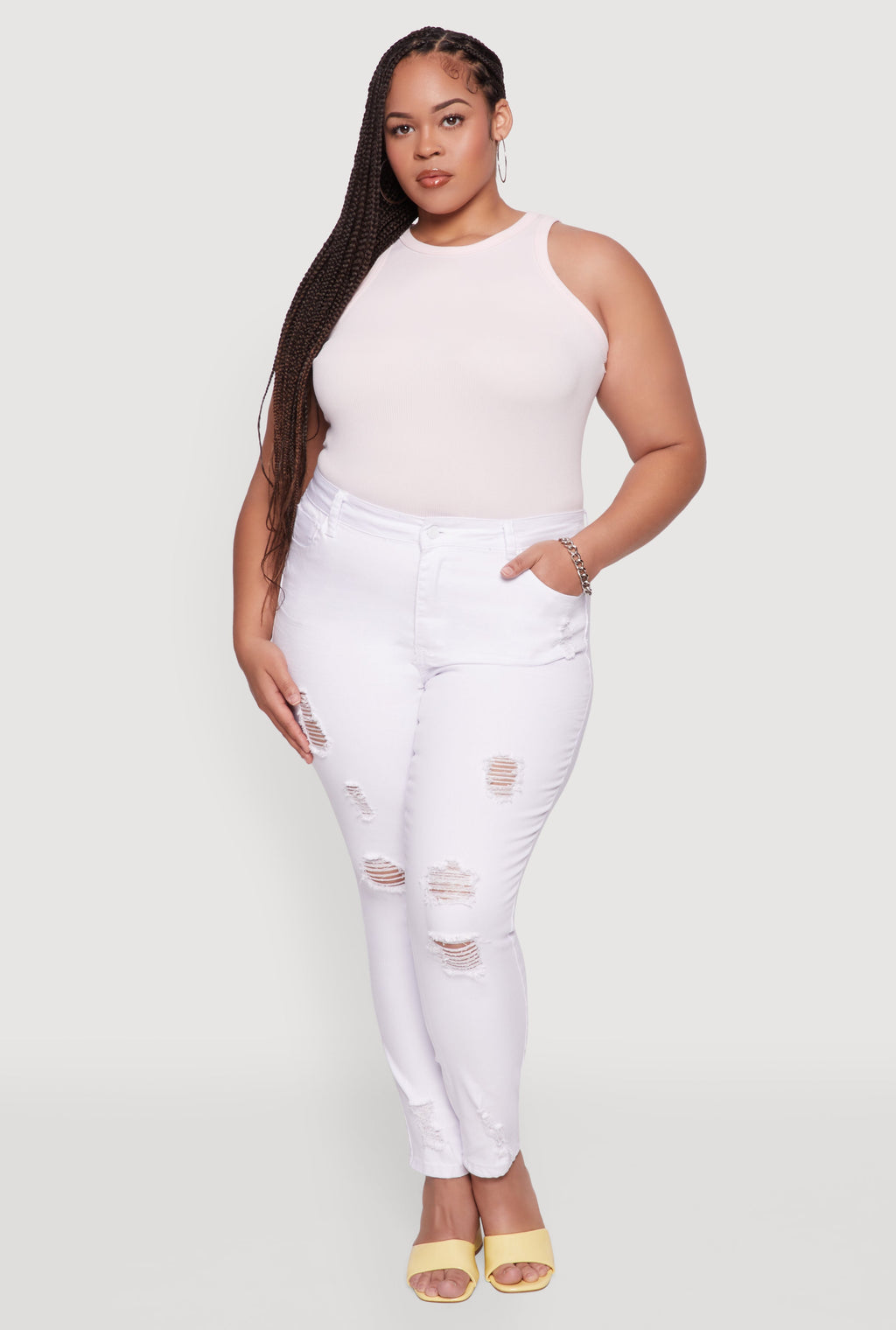 Plus Size WAX High Rise Distressed Push Up Skinny Jeans