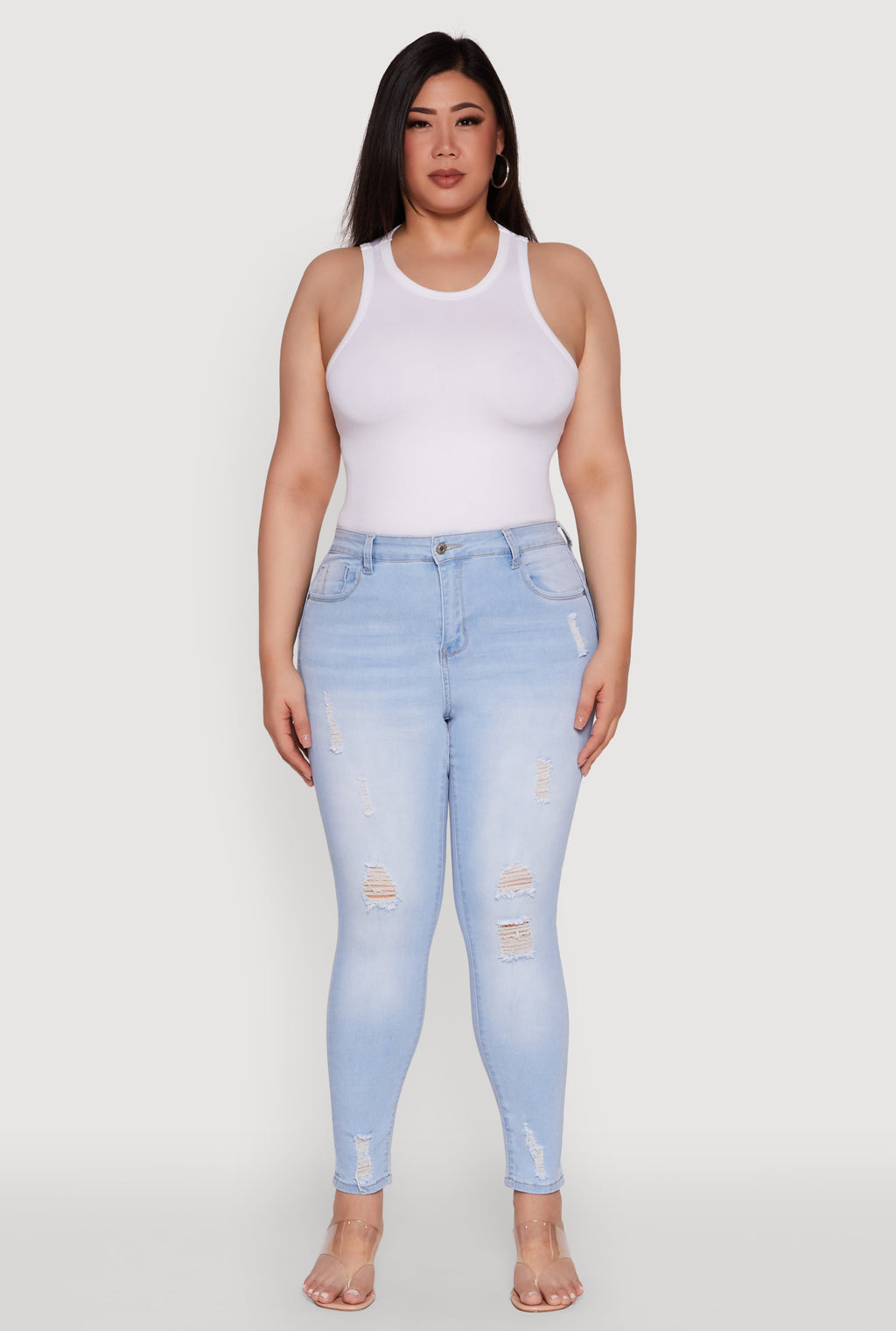 Plus Size WAX High Rise Distressed Push Up Skinny Jeans