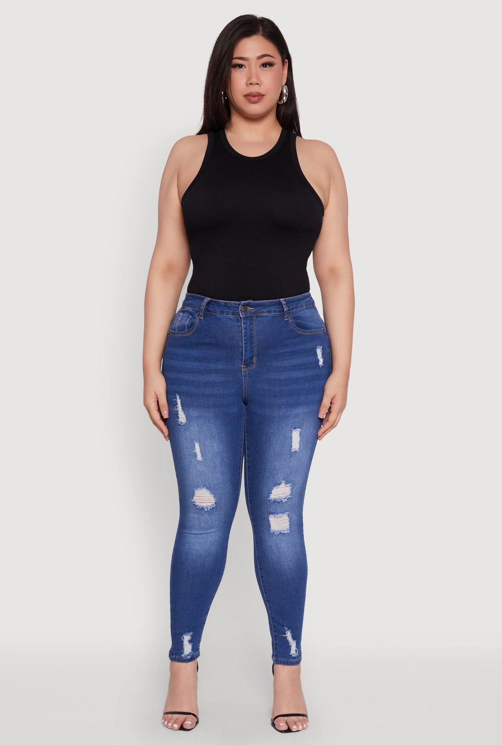 Plus Size WAX High Rise Distressed Push Up Skinny Jeans