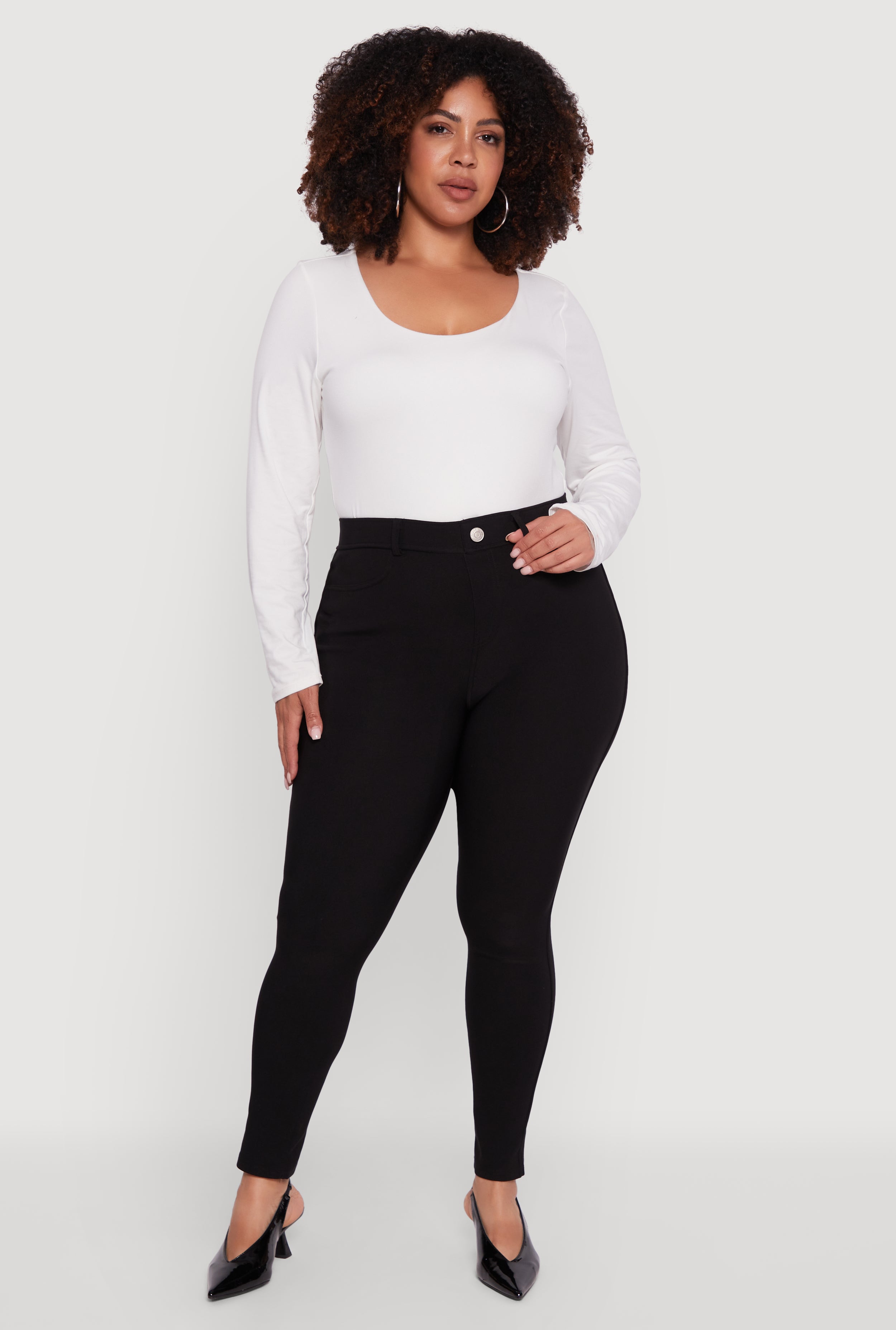Plus Size Scuba High Waisted Push Up Dress Pants