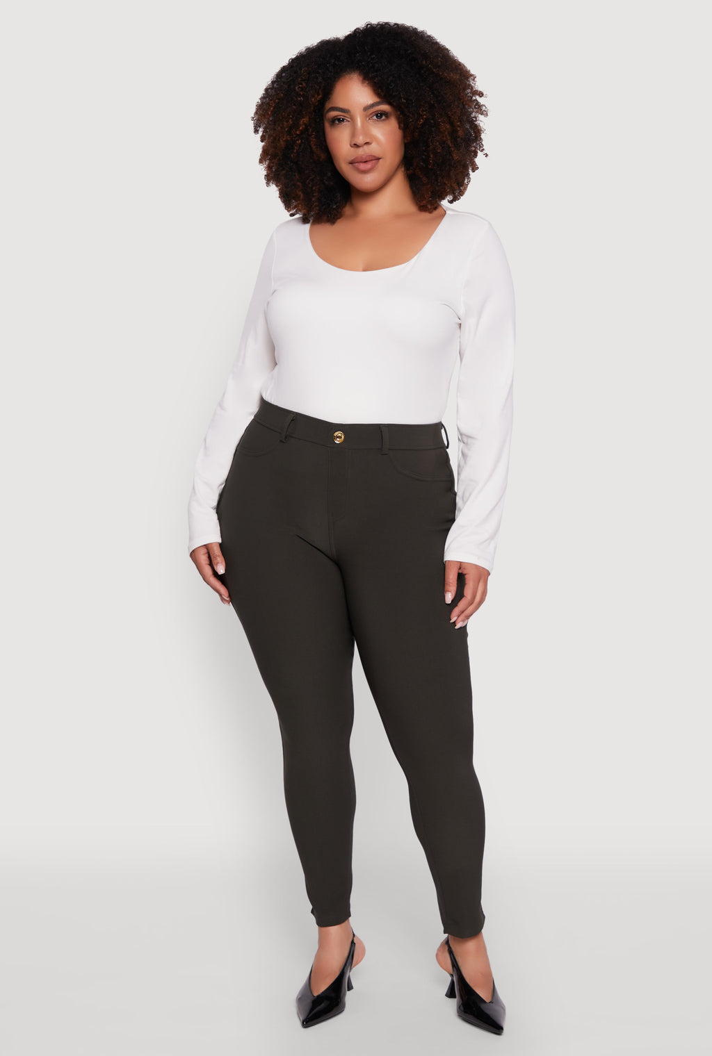 Plus Size Scuba High Waisted Push Up Dress Pants