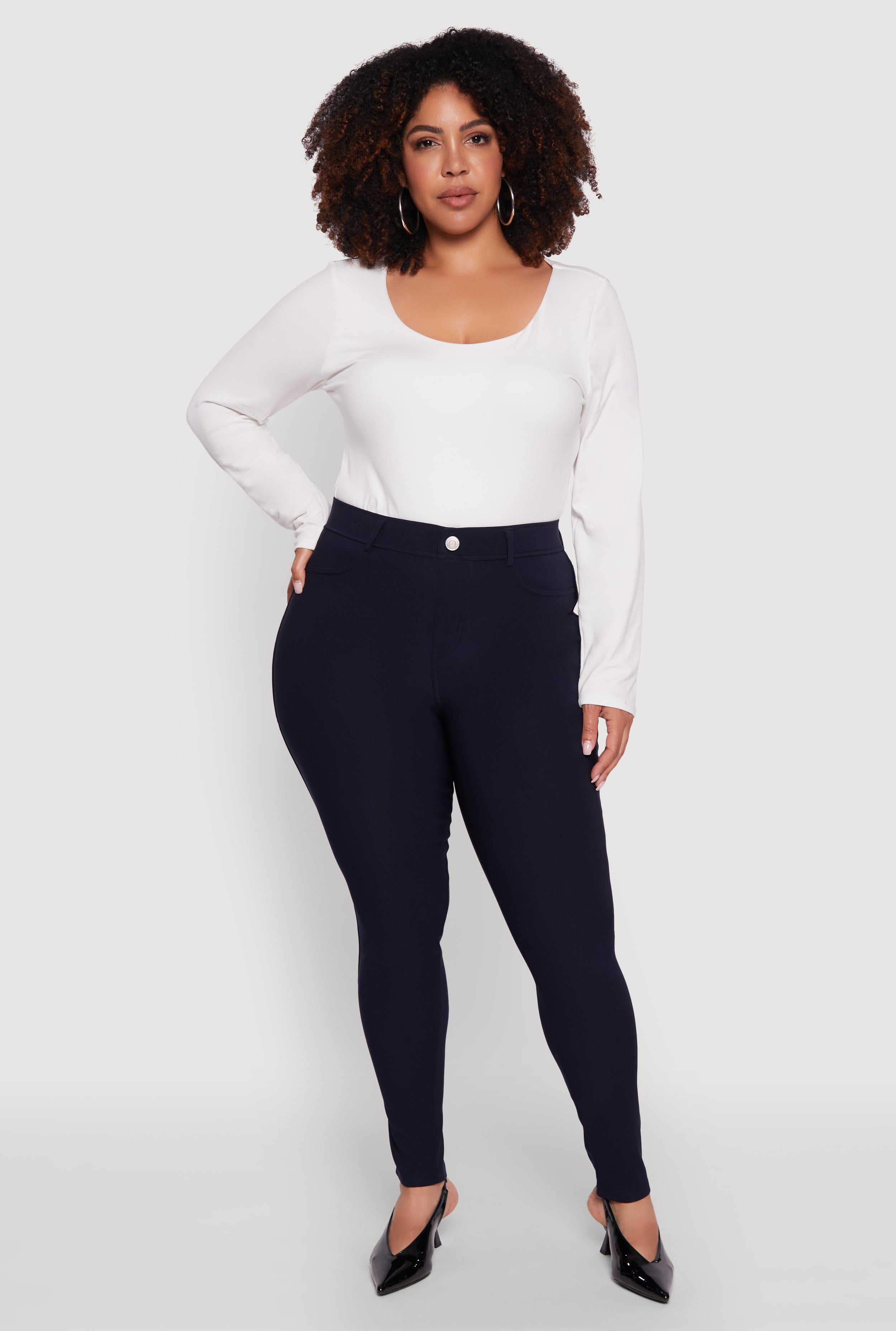 Plus Size Scuba High Waisted Push Up Dress Pants