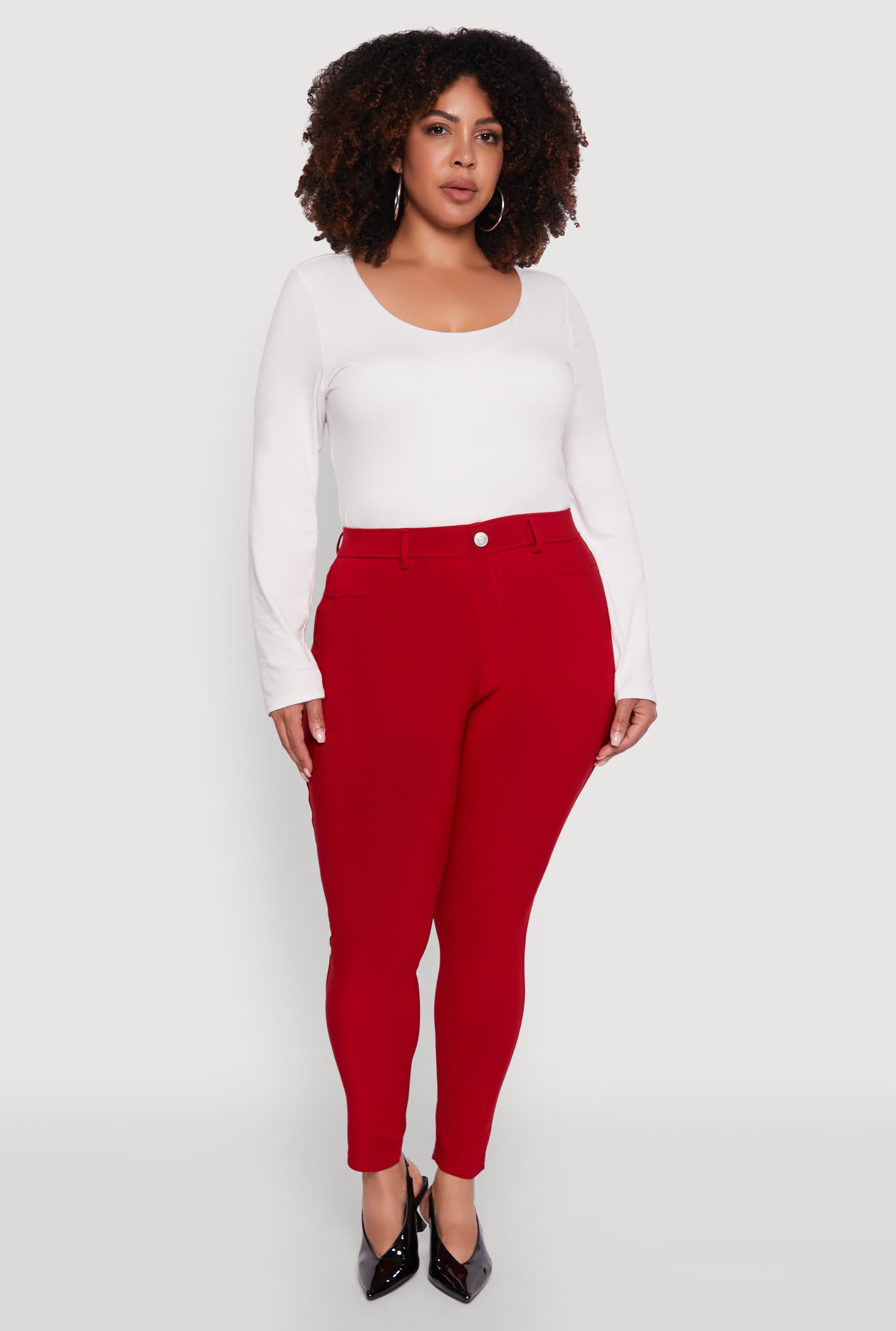 Plus Size Scuba High Waisted Push Up Dress Pants