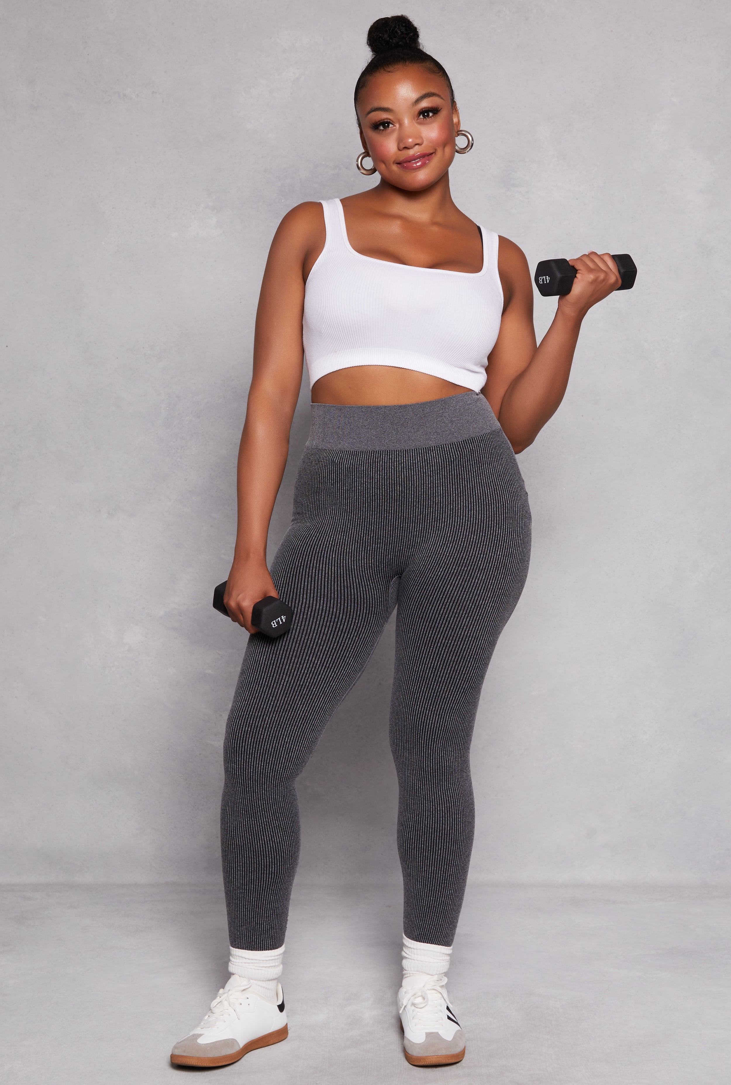 Plus Size Seamless Ribbed High Waisted Leggings