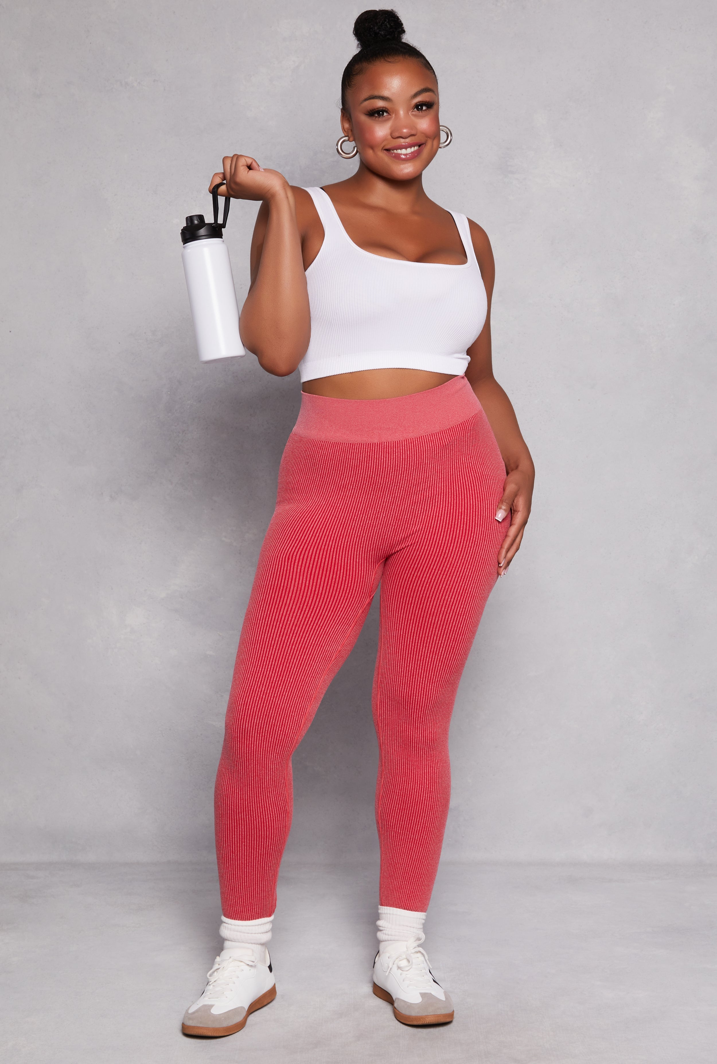 Plus Size Seamless Ribbed High Waisted Leggings