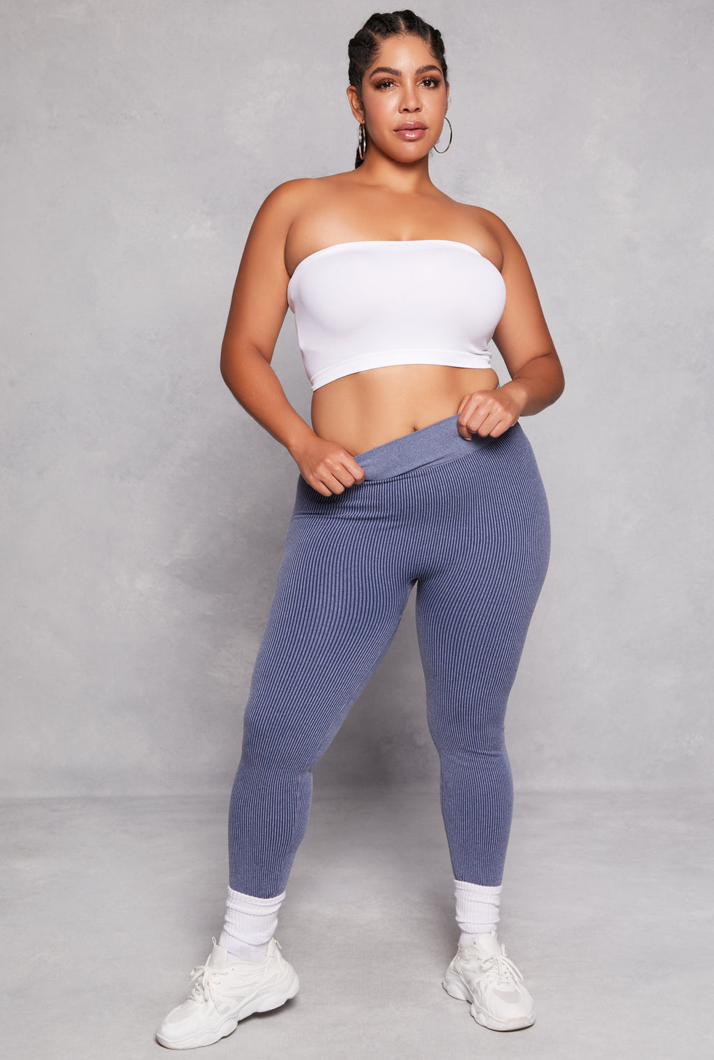 Plus Size Seamless Ribbed High Waisted Leggings