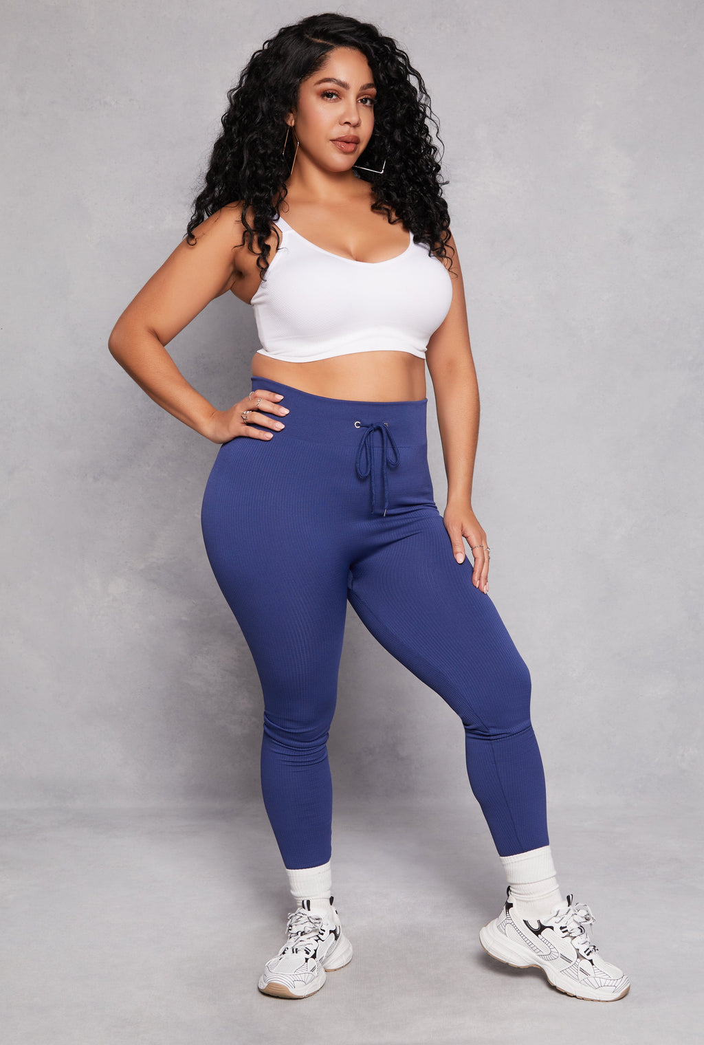 Plus Size Drawstring Detail High Waist Leggings