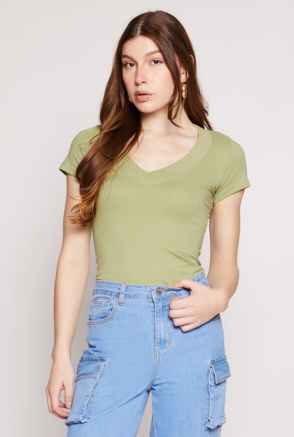 Short Sleeve V Neck T Shirt