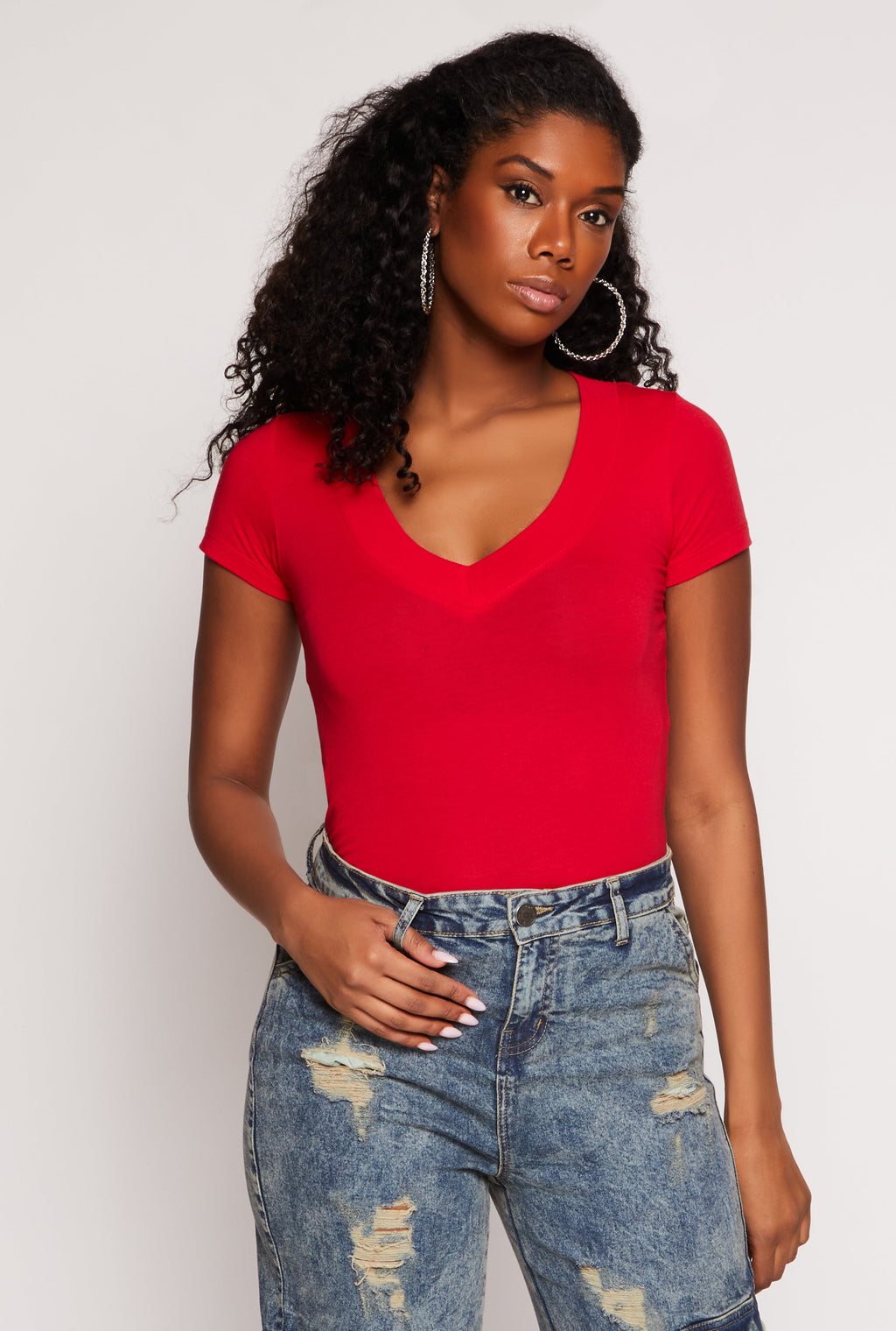 Short Sleeve V Neck T Shirt