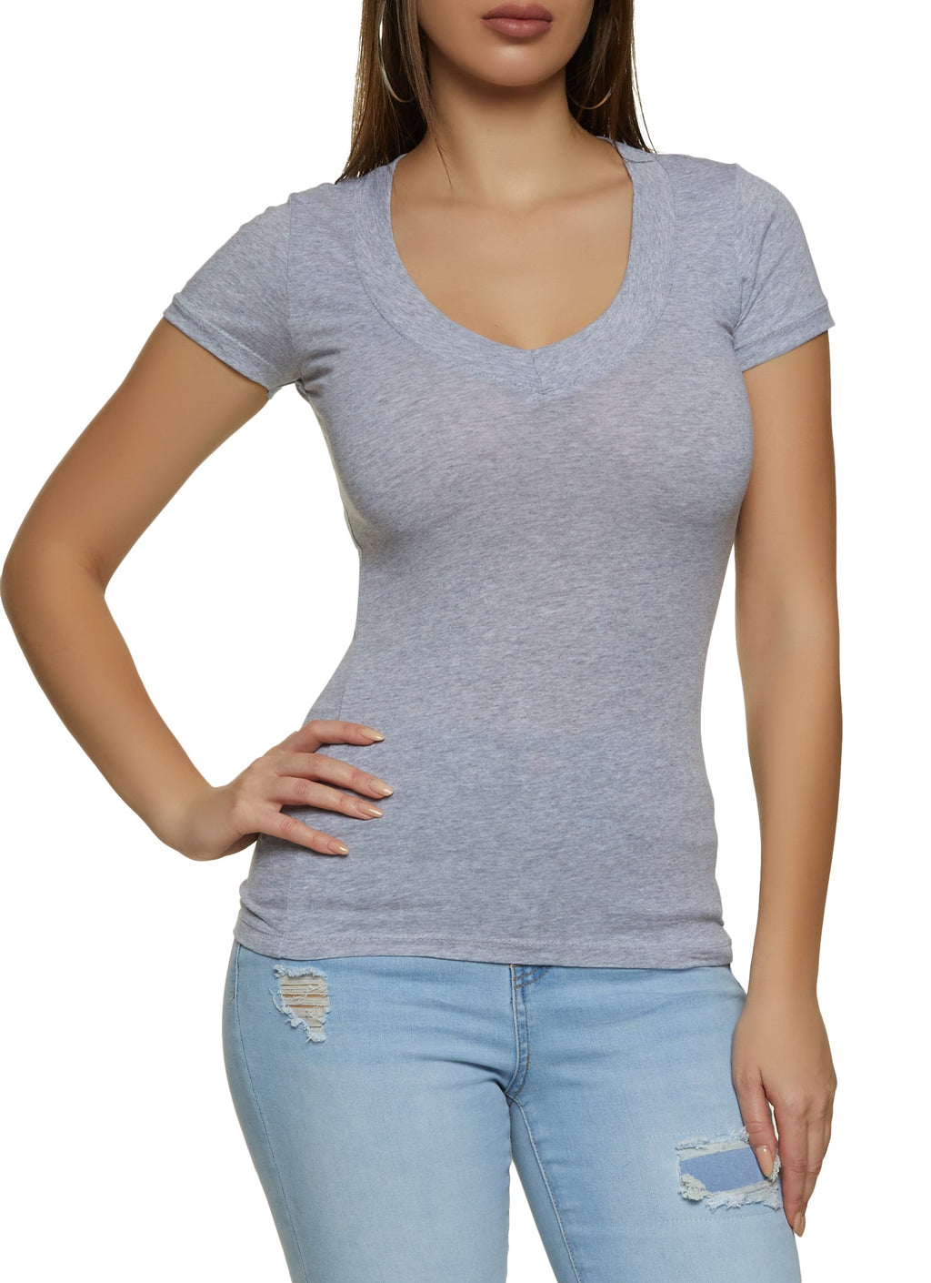 Basic V Neck Short Sleeve Tee