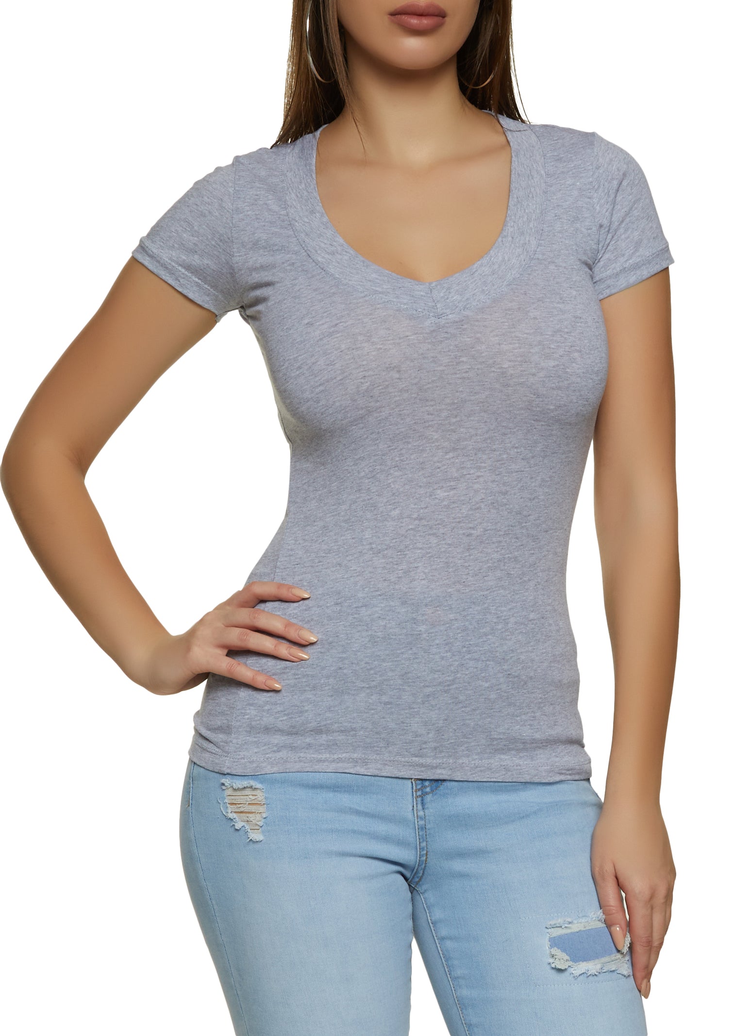 Basic V Neck Short Sleeve Tee