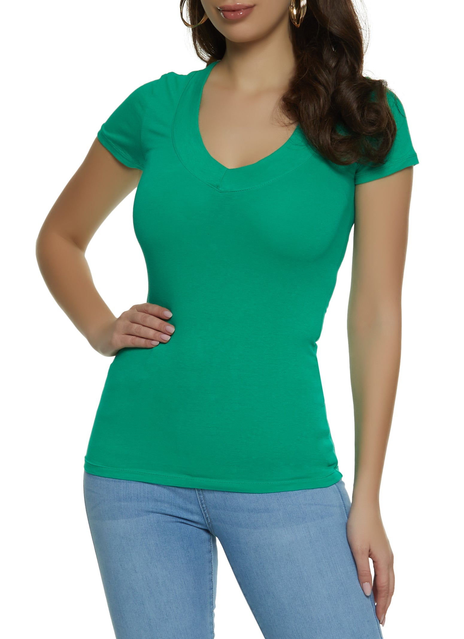 Basic V Neck Short Sleeve Tee